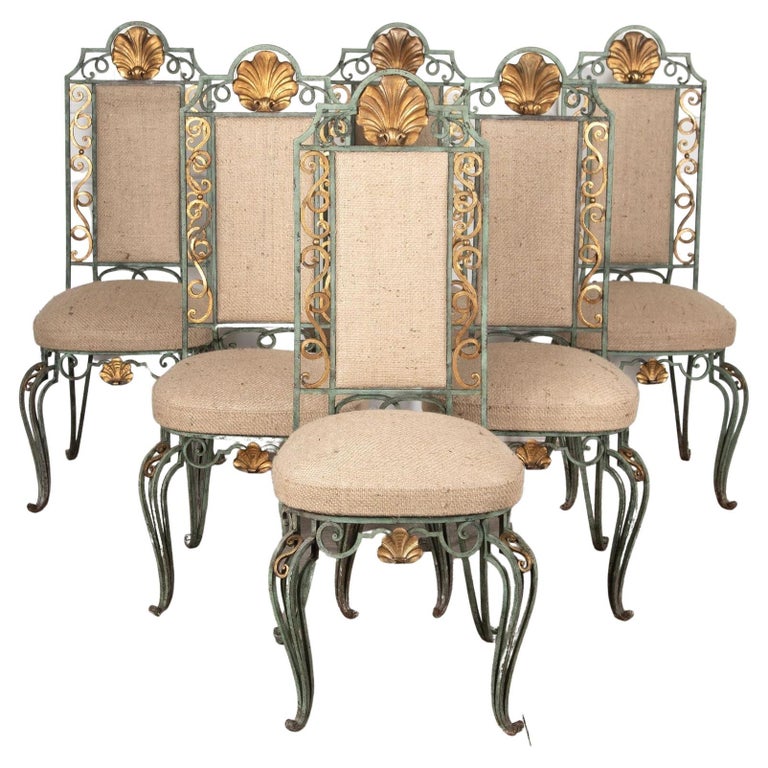 Set of Six 20th Century Wrought Iron Dining Chairs For Sale at 1stDibs