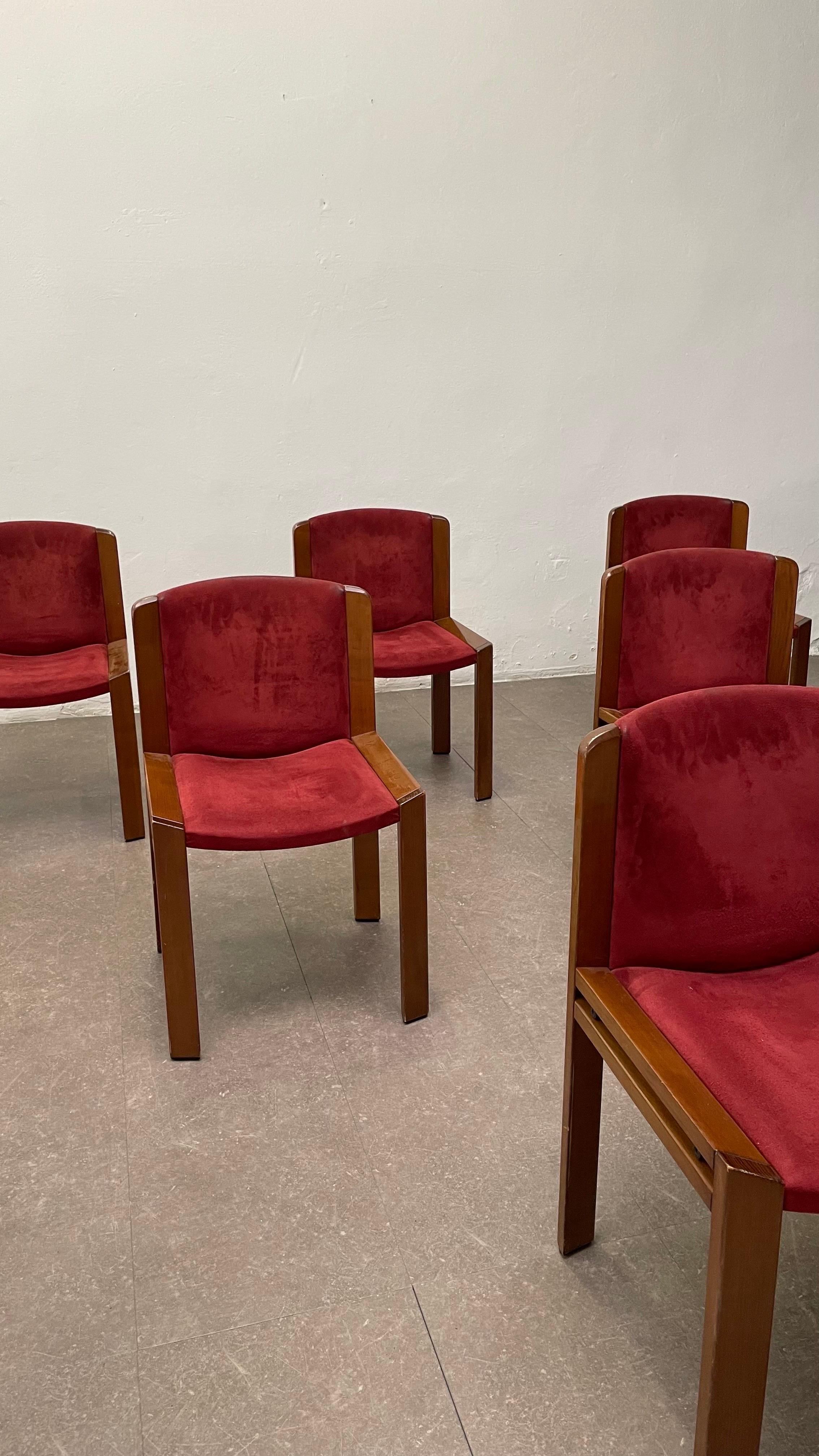 Oak Set of Six '300' Dining Chairs by Joe Colombo for Pozzi, 1960s