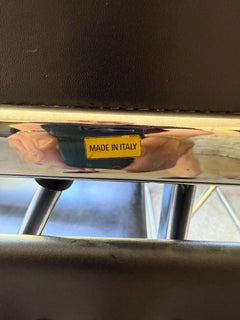 Set of Six (6) Arrben Italy Black Leather Folding Chairs