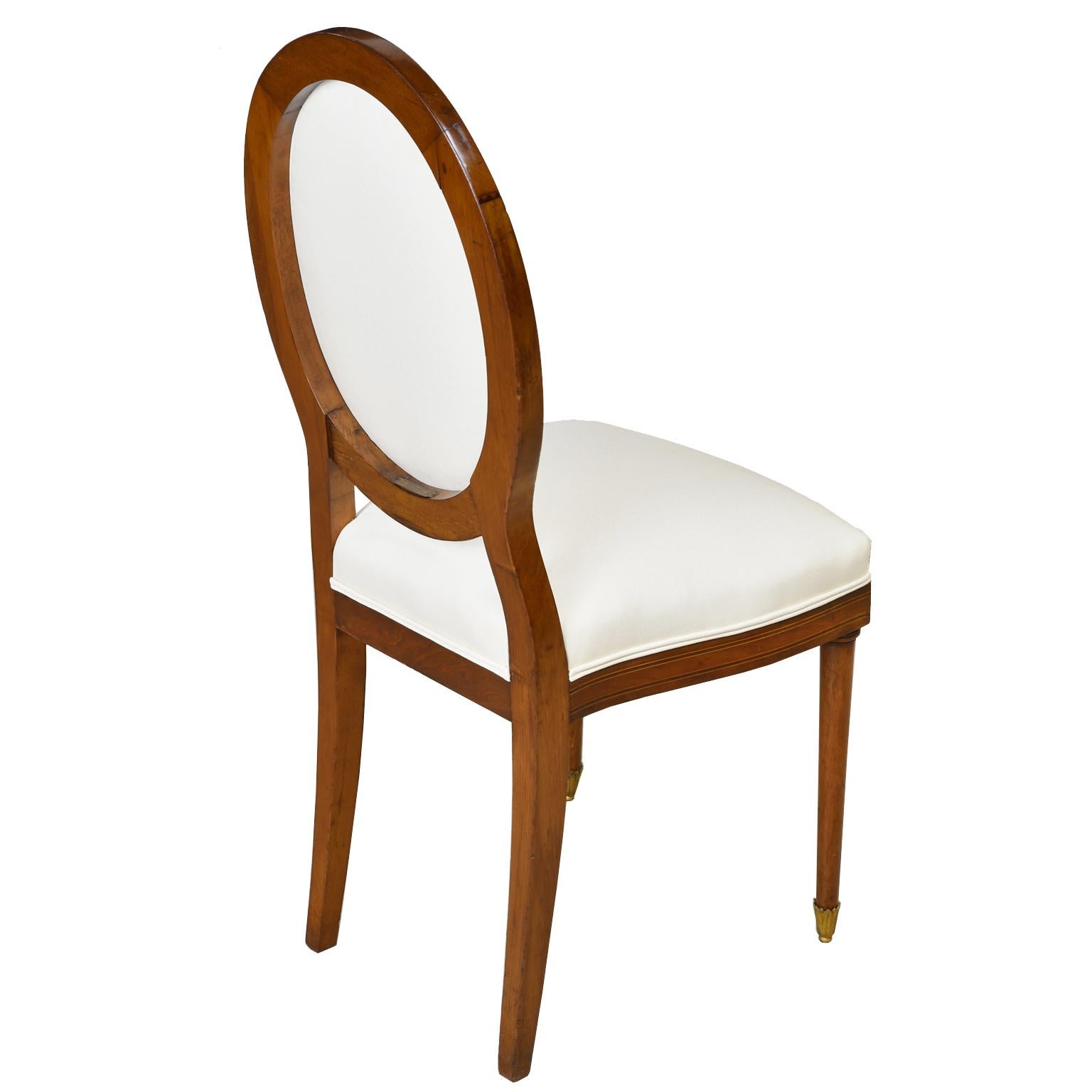 Set of Six '6' Belgian Art Deco Dining Chairs in Walnut with Upholstery In Good Condition In Miami, FL