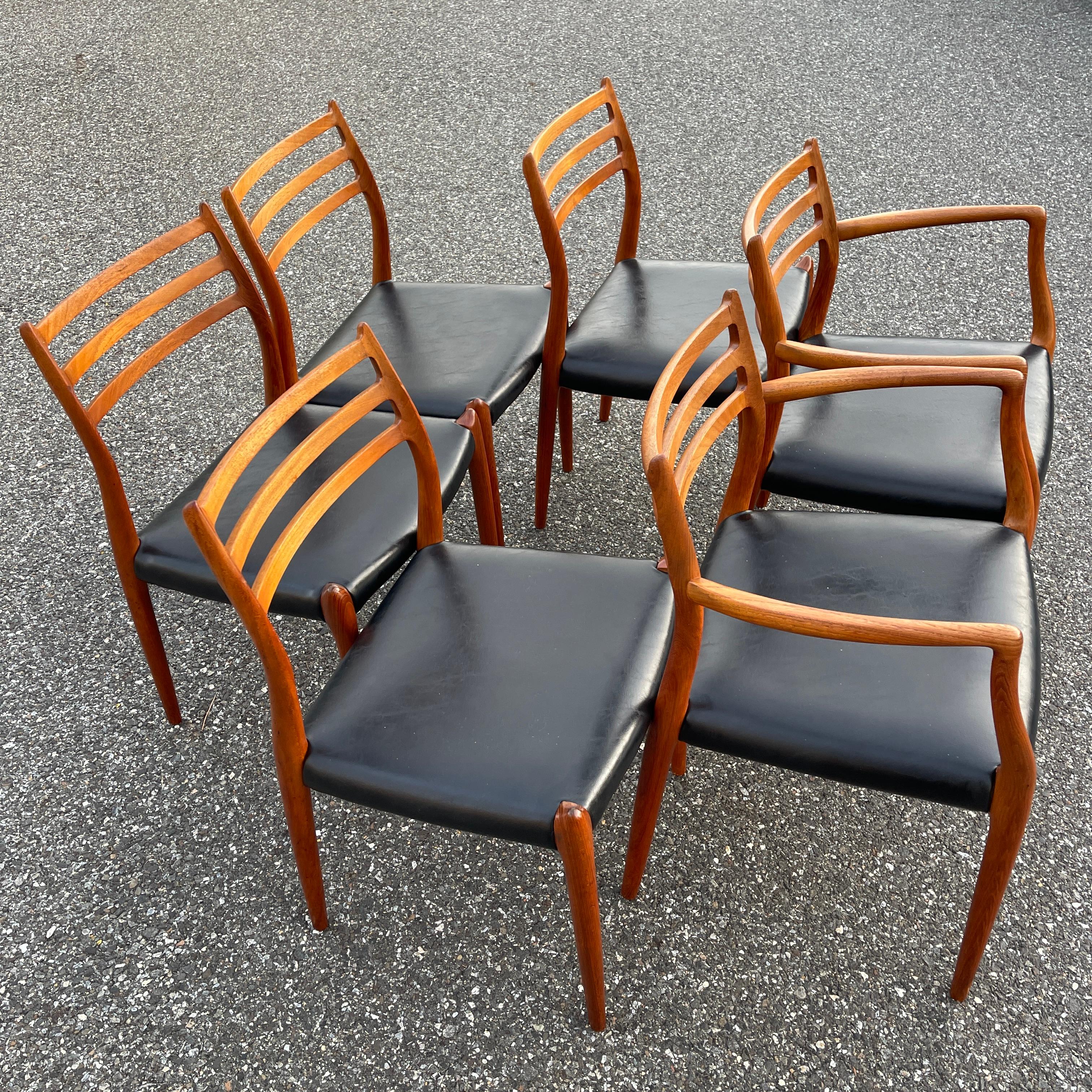 Set of Six 6 Danish Mid-Century Modern Dining Chairs, Niels Moller 10