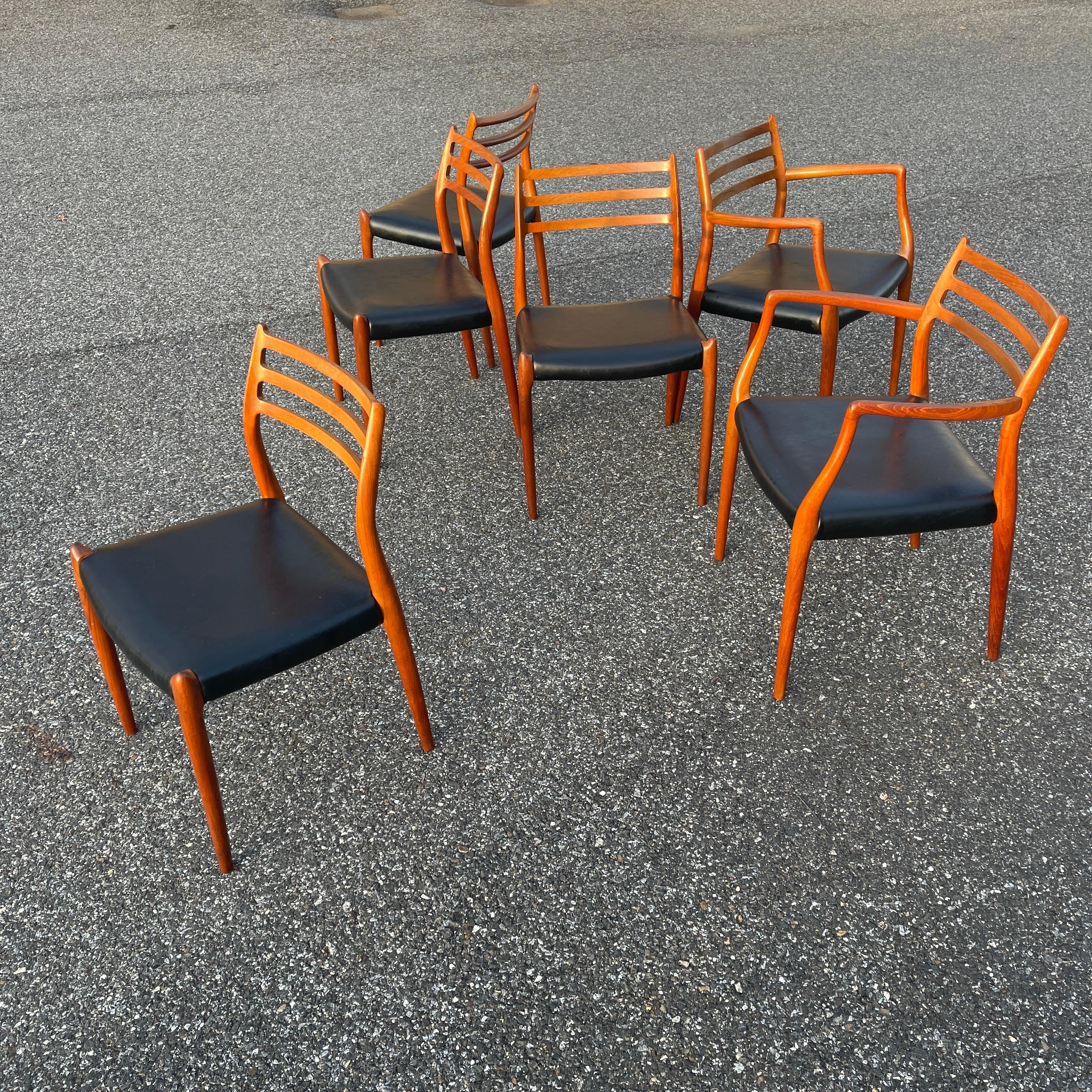 Set of Six 6 Danish Mid-Century Modern Dining Chairs, Niels Moller 13