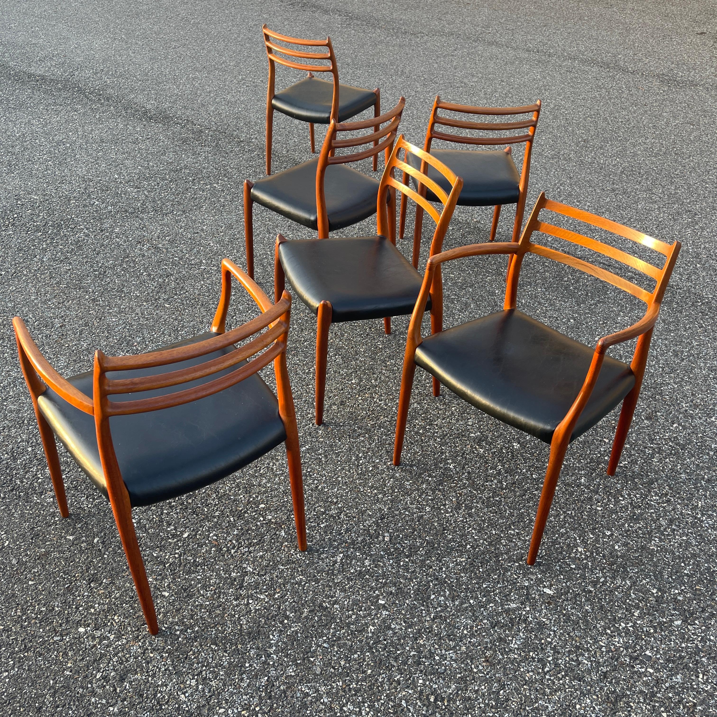 Set of Six 6 Danish Mid-Century Modern Dining Chairs, Niels Moller 14