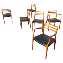 Set of Six 6 Danish Mid-Century Modern Dining Chairs, Niels Moller