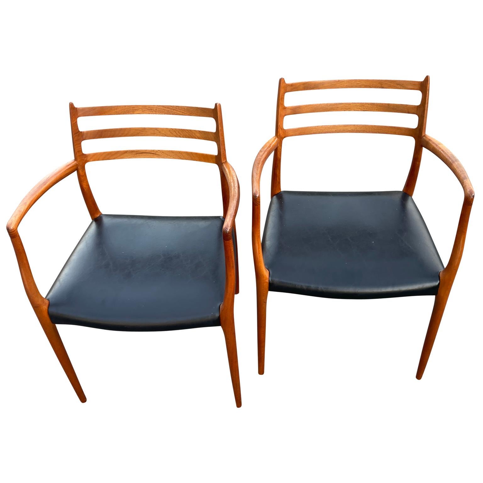 Set of Six 6 Danish Mid-Century Modern Dining Chairs, Niels Moller 1