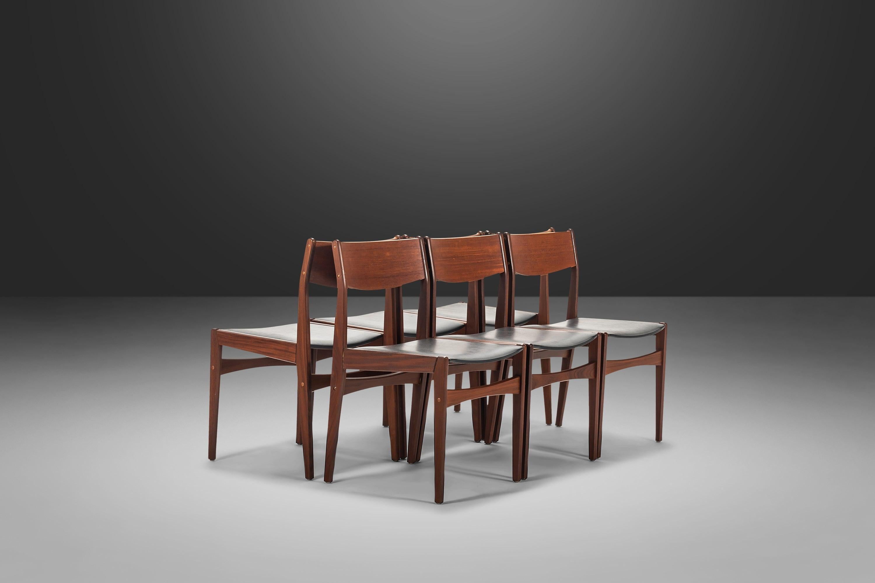 Set of Six '6' Teak Dining Chairs Poul Volther for Frem Røjle, Denmark, c. 1960s 11