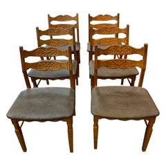 Set of Six (6) Danish Modern Henning Kjærnulf Oak Dining Chairs