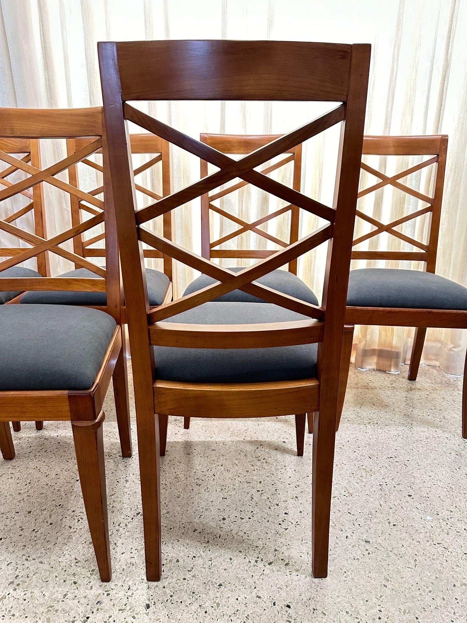 Mid-20th Century Set of Six (6) Deco Era French Oak Dining Chairs For Sale