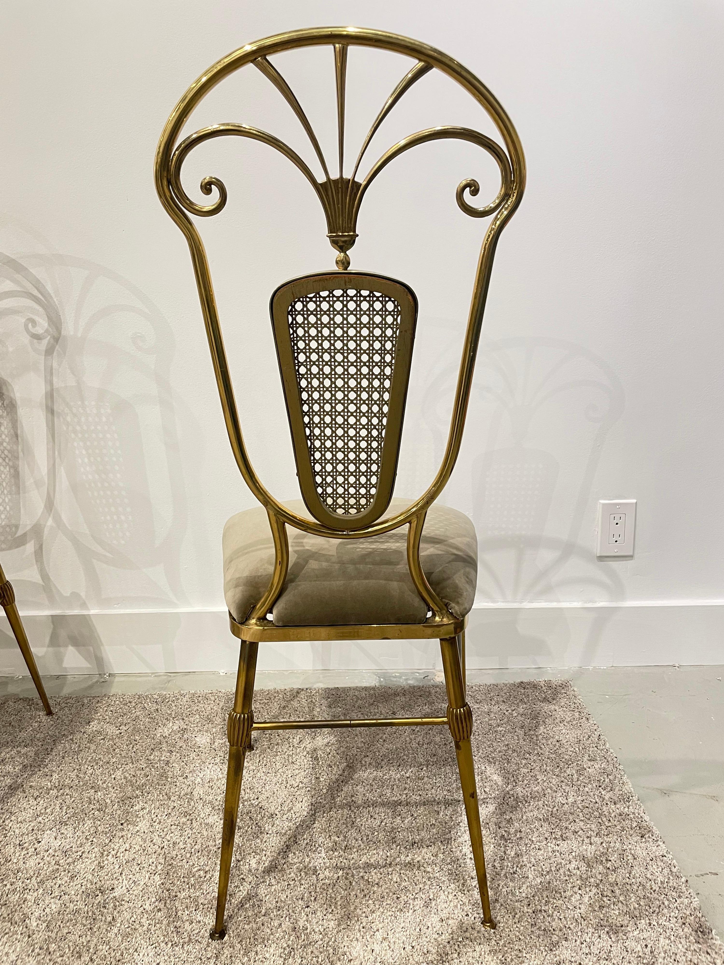 Set of Six '6' Fine Vintage Italian Brass Dining Chairs 6