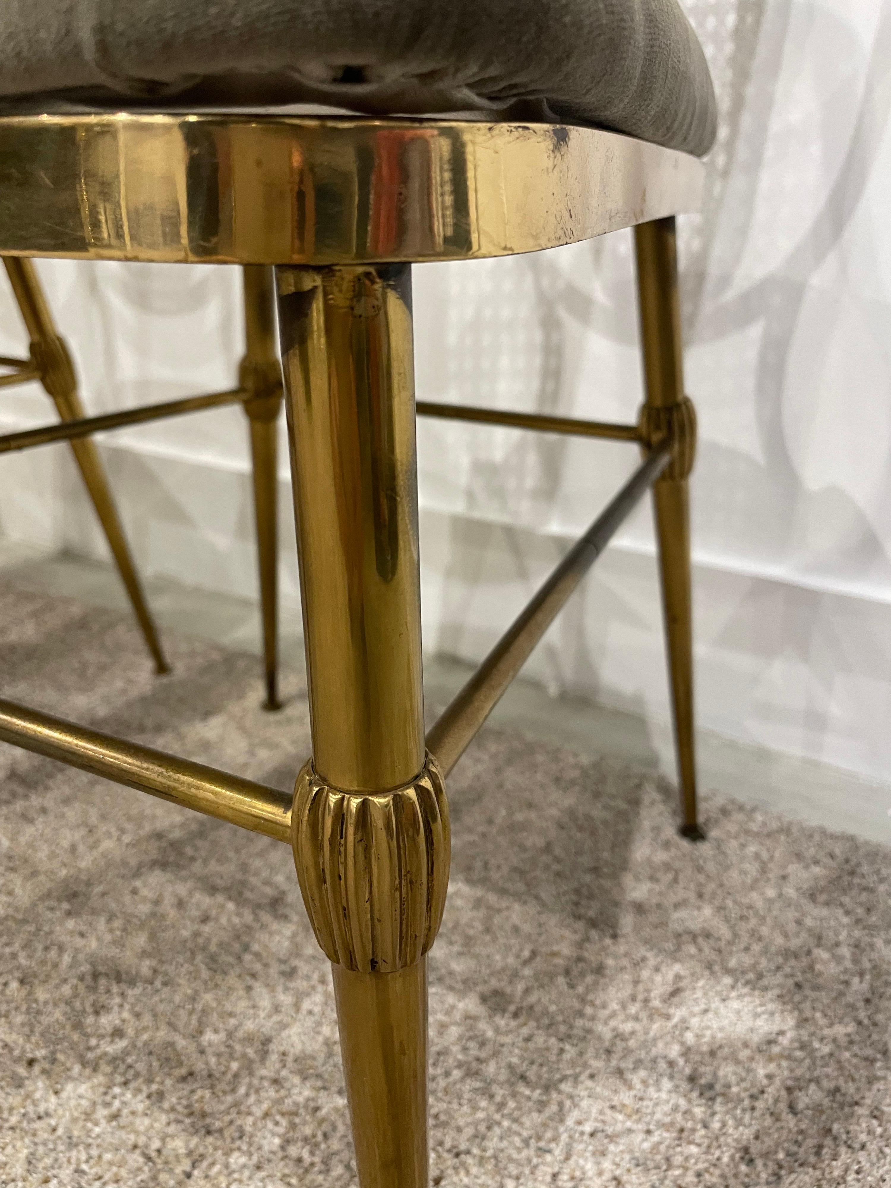 Set of Six '6' Fine Vintage Italian Brass Dining Chairs 7