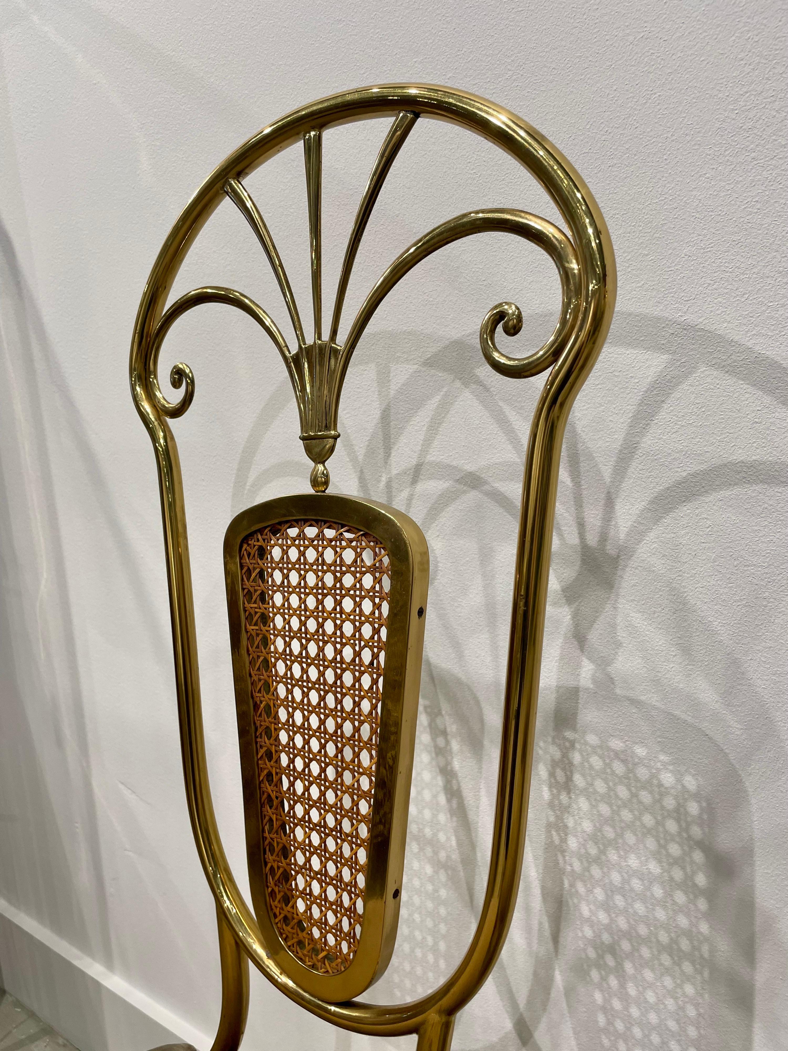 Set of Six '6' Fine Vintage Italian Brass Dining Chairs 9