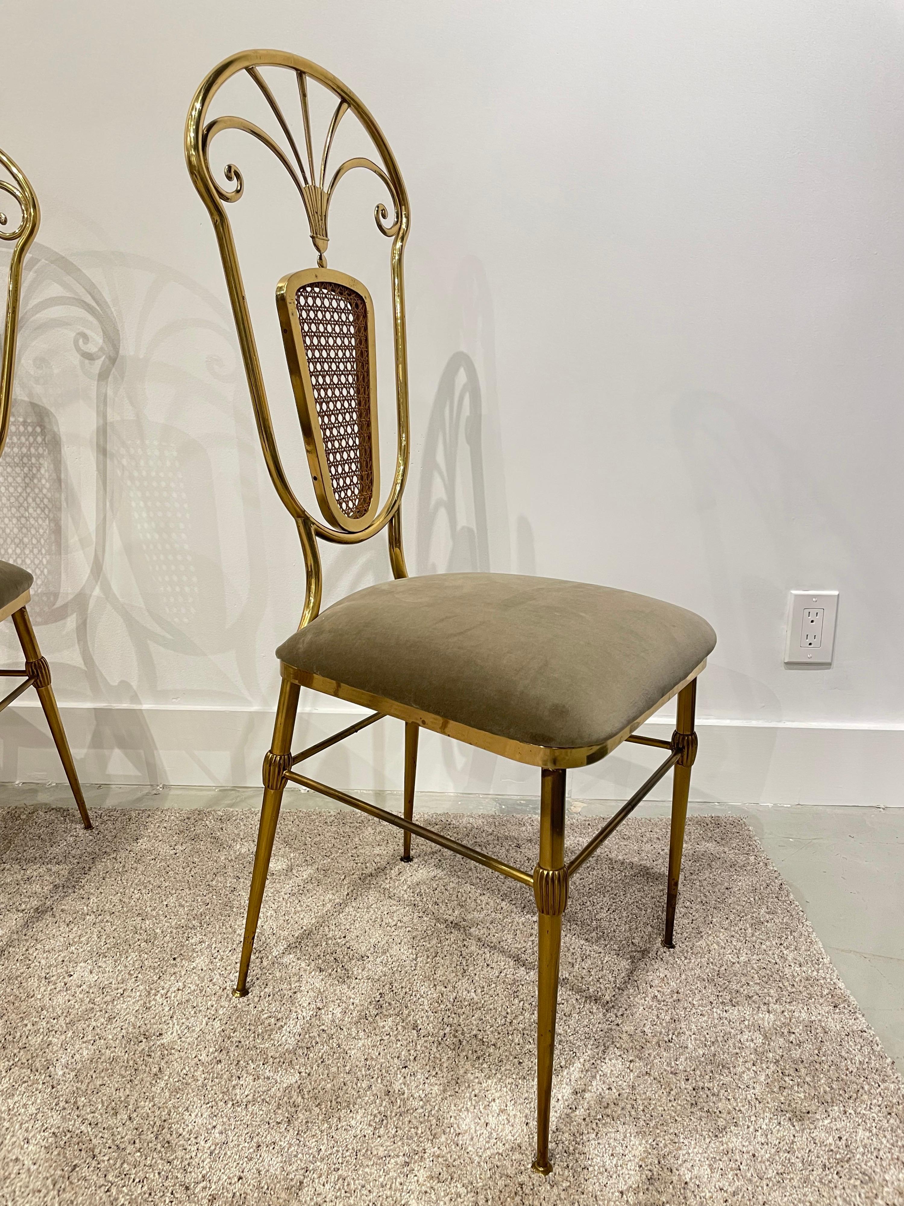 Regency Set of Six '6' Fine Vintage Italian Brass Dining Chairs