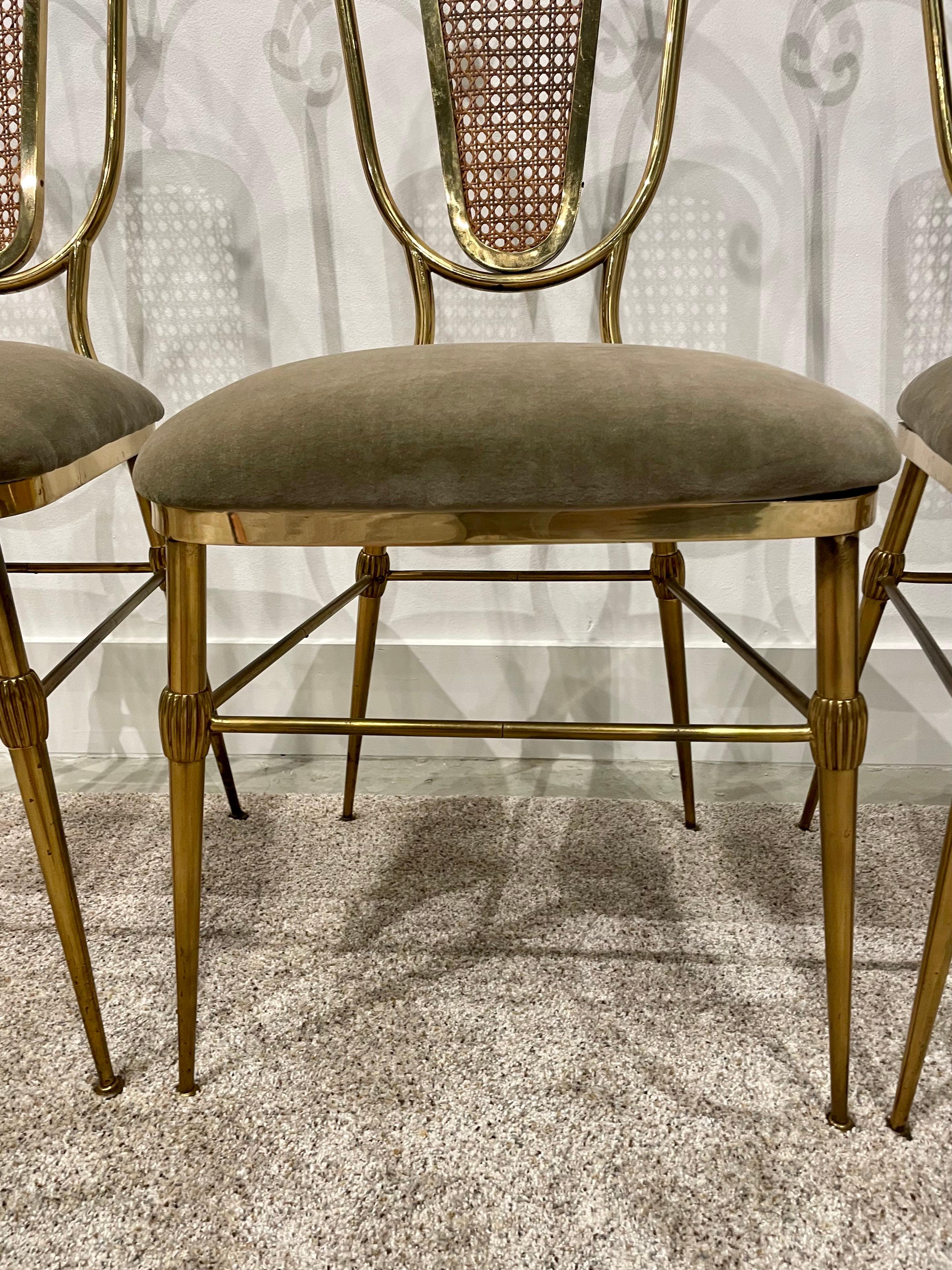Set of Six '6' Fine Vintage Italian Brass Dining Chairs In Good Condition In East Hampton, NY