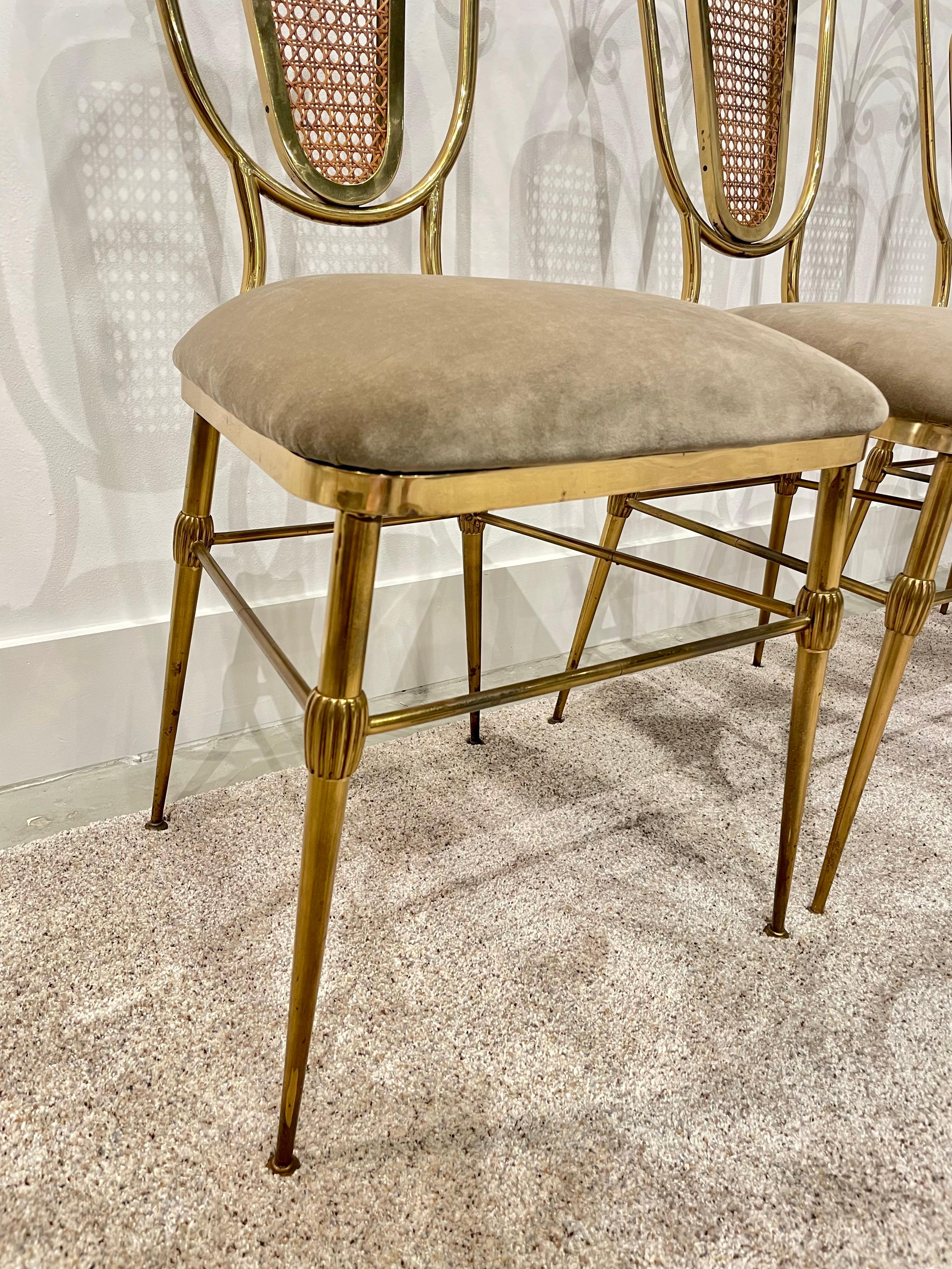 Set of Six '6' Fine Vintage Italian Brass Dining Chairs 1