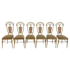 Set of Six 
6
 Fine Vintage Italian Brass Dining Chairs