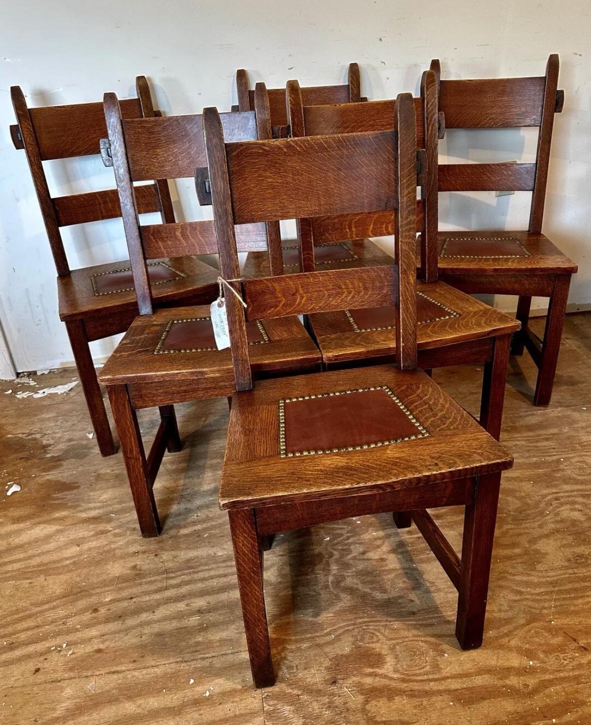 Juego De (6) Sillas De Comedor Gustav Stickley 