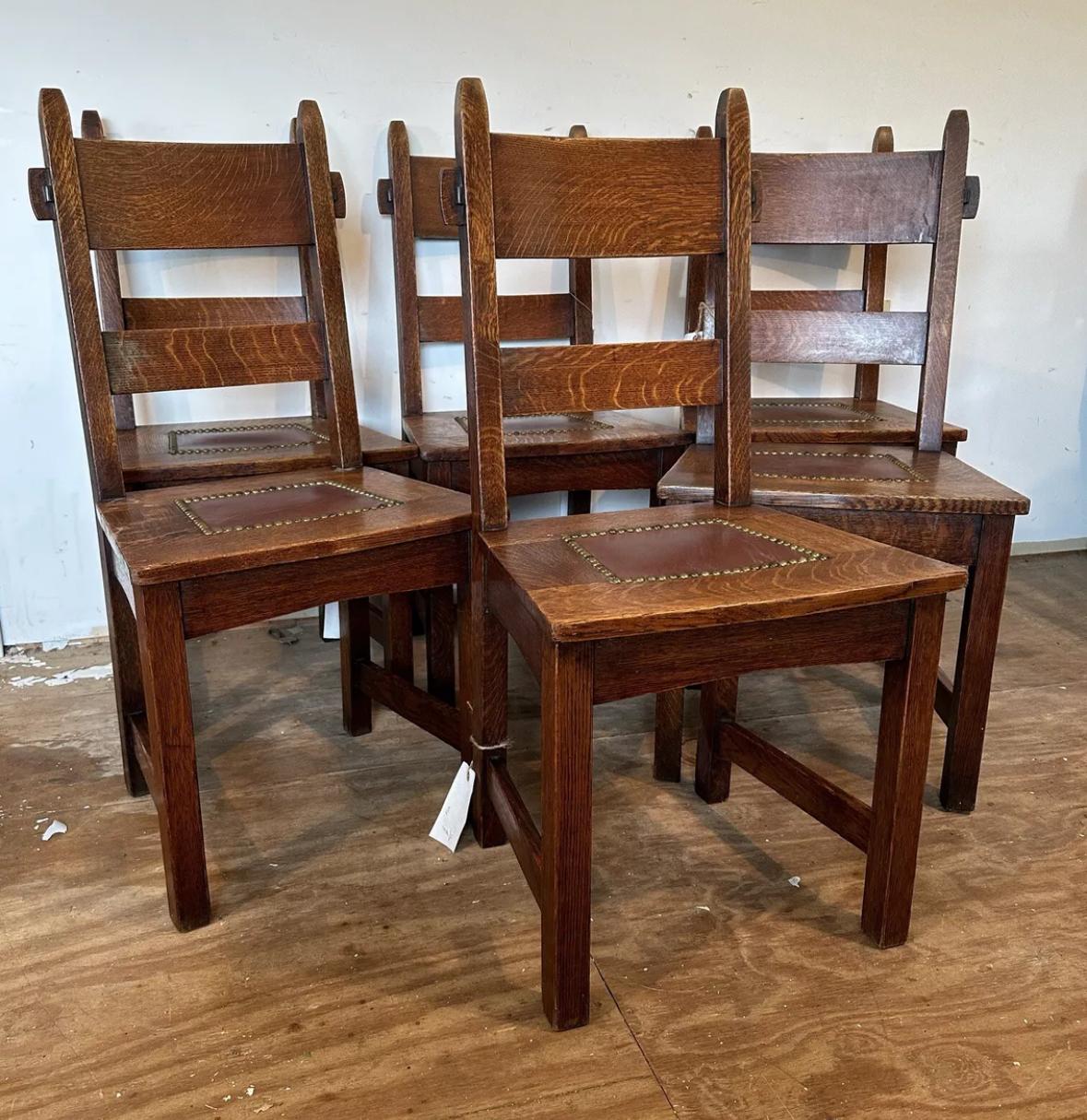 Juego De (6) Sillas De Comedor Gustav Stickley 