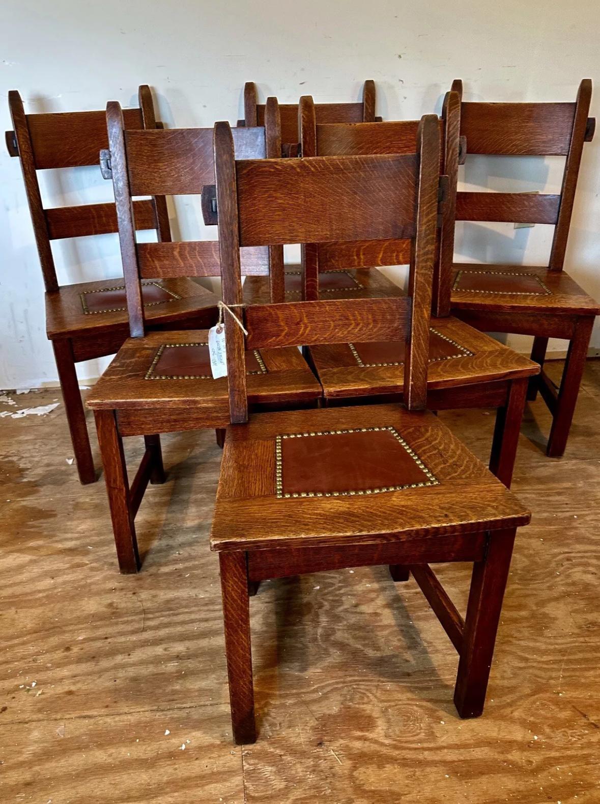 Juego De (6) Sillas De Comedor Gustav Stickley 