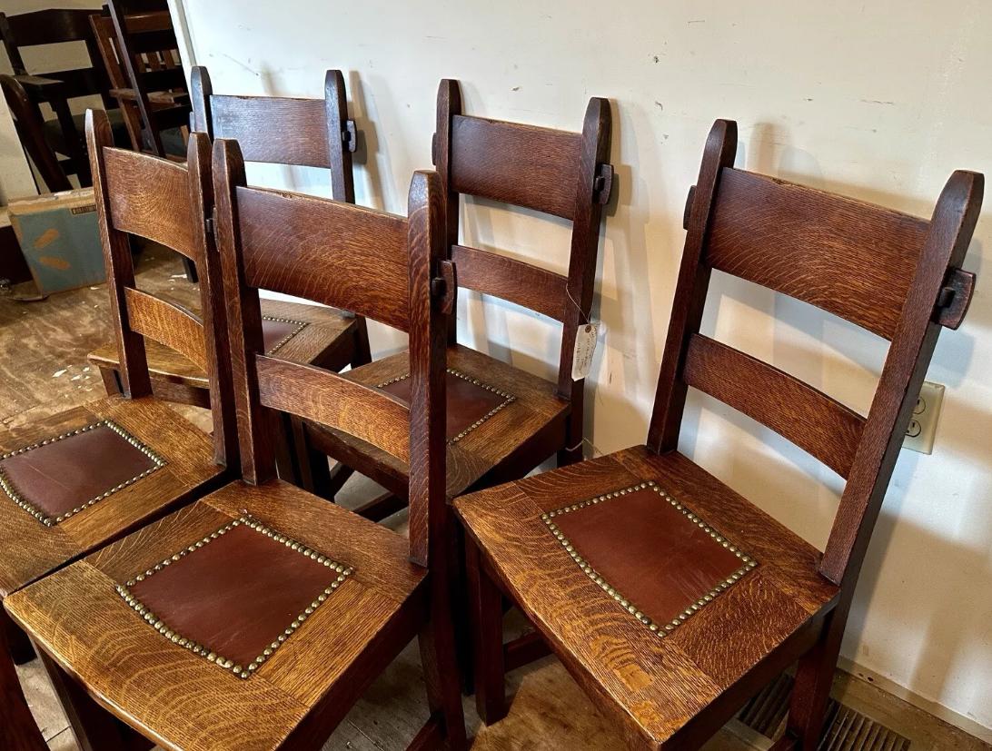 Juego De (6) Sillas De Comedor Gustav Stickley 