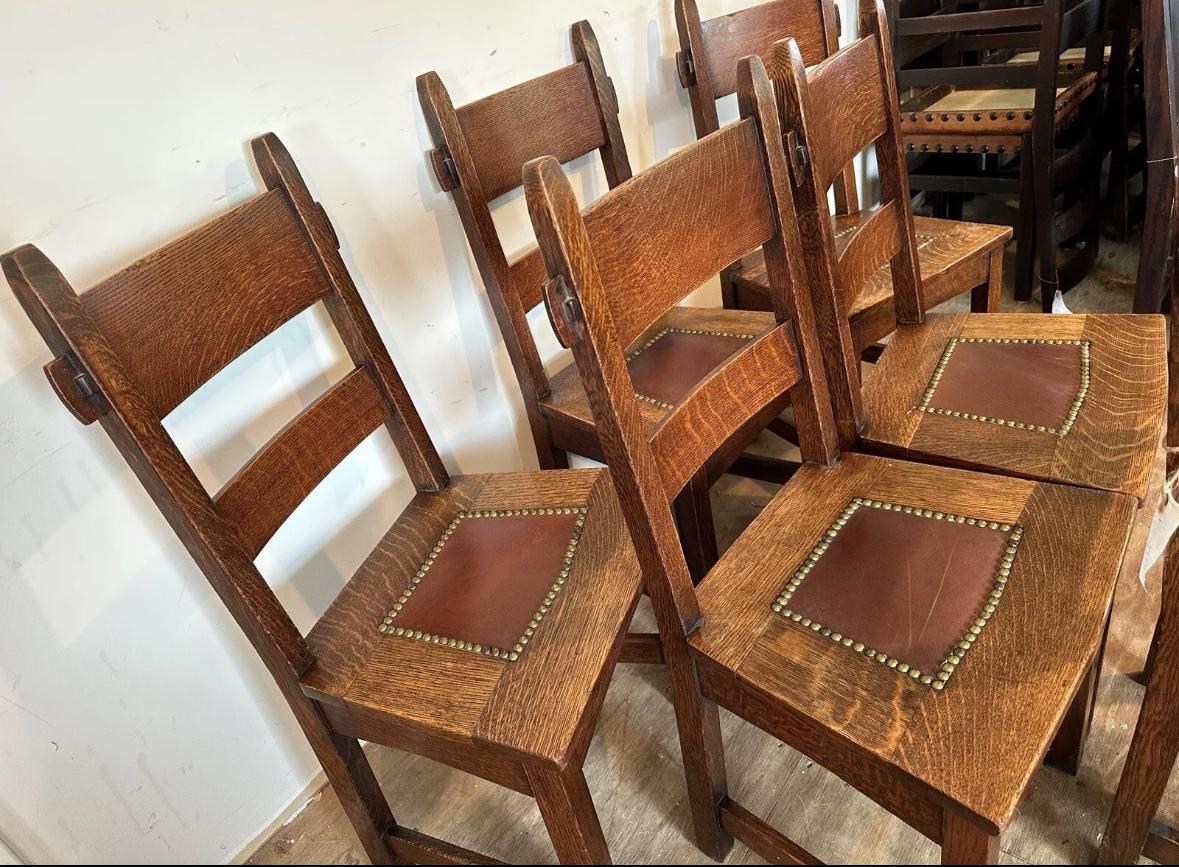 Juego De (6) Sillas De Comedor Gustav Stickley 