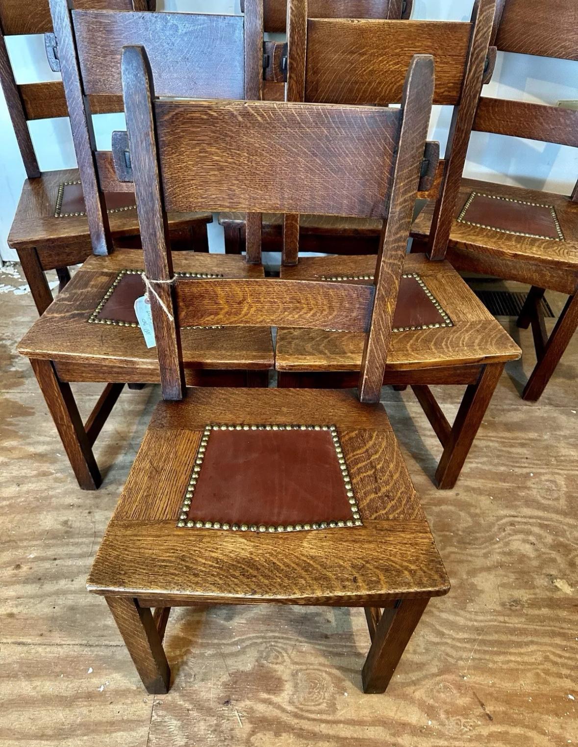Juego De (6) Sillas De Comedor Gustav Stickley 