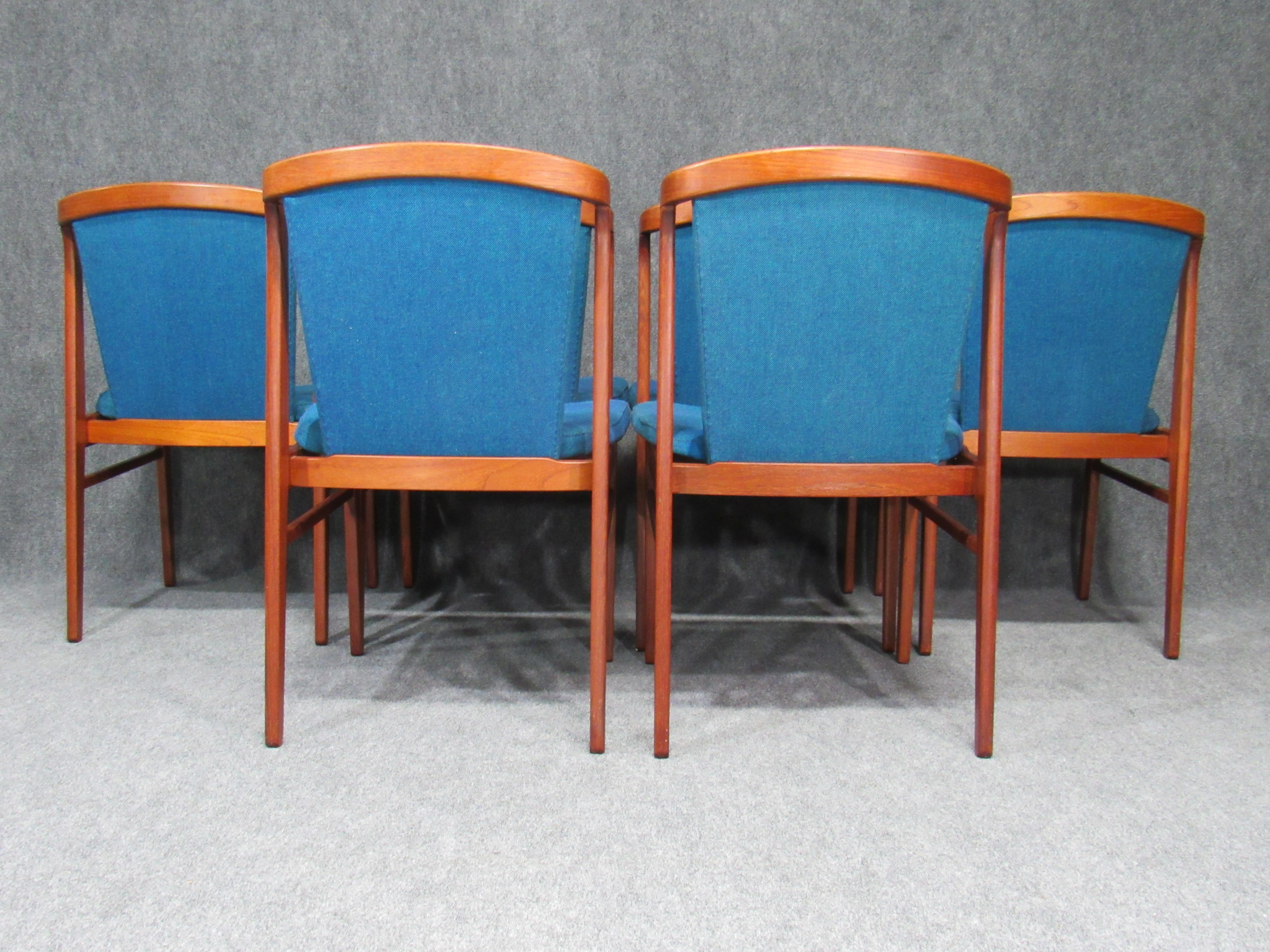 Set of Six '6' Rare Midcentury, Danish Modern Teak Dining Chairs by Erik Buck 5