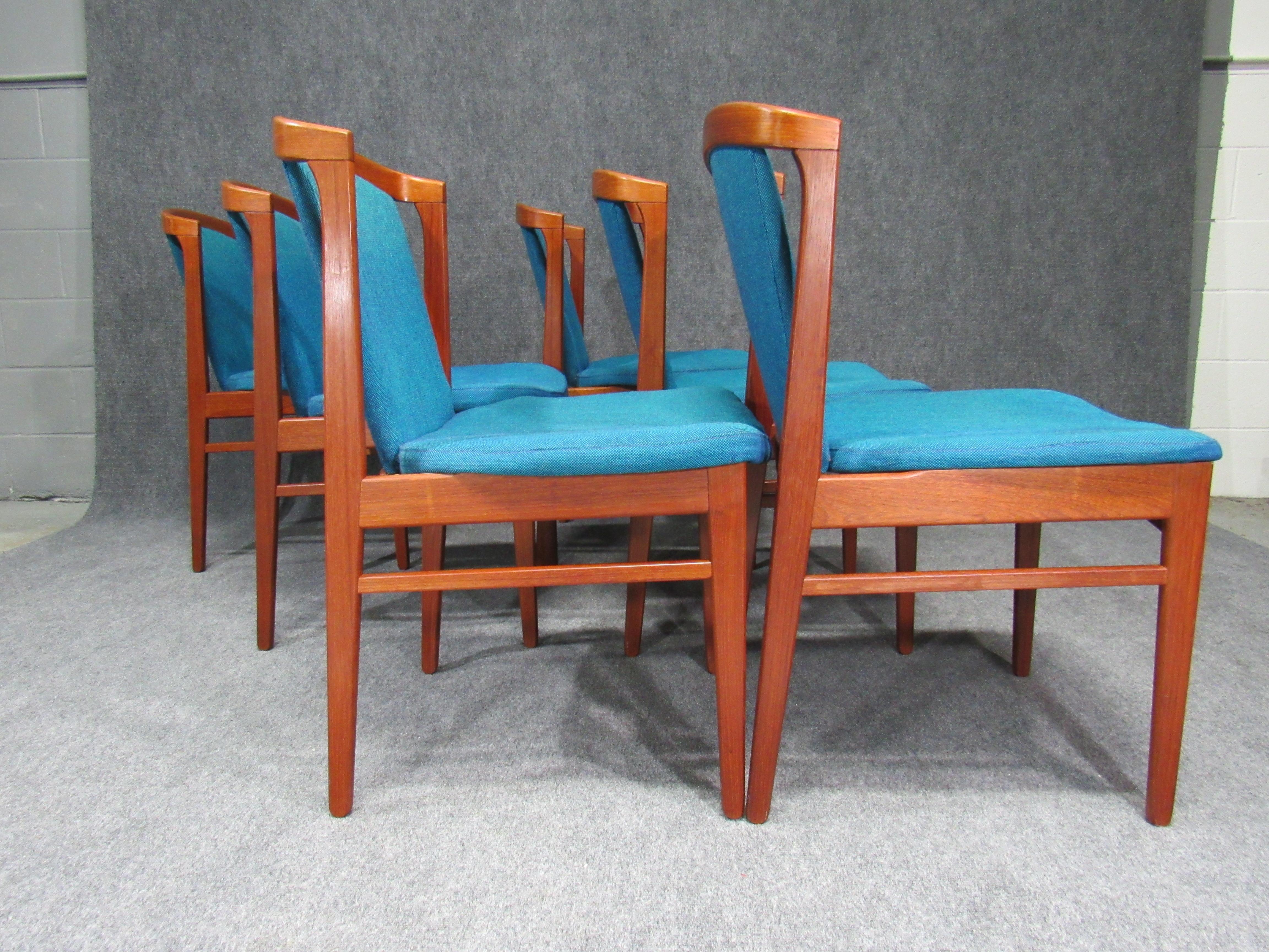 Set of Six '6' Rare Midcentury, Danish Modern Teak Dining Chairs by Erik Buck 7
