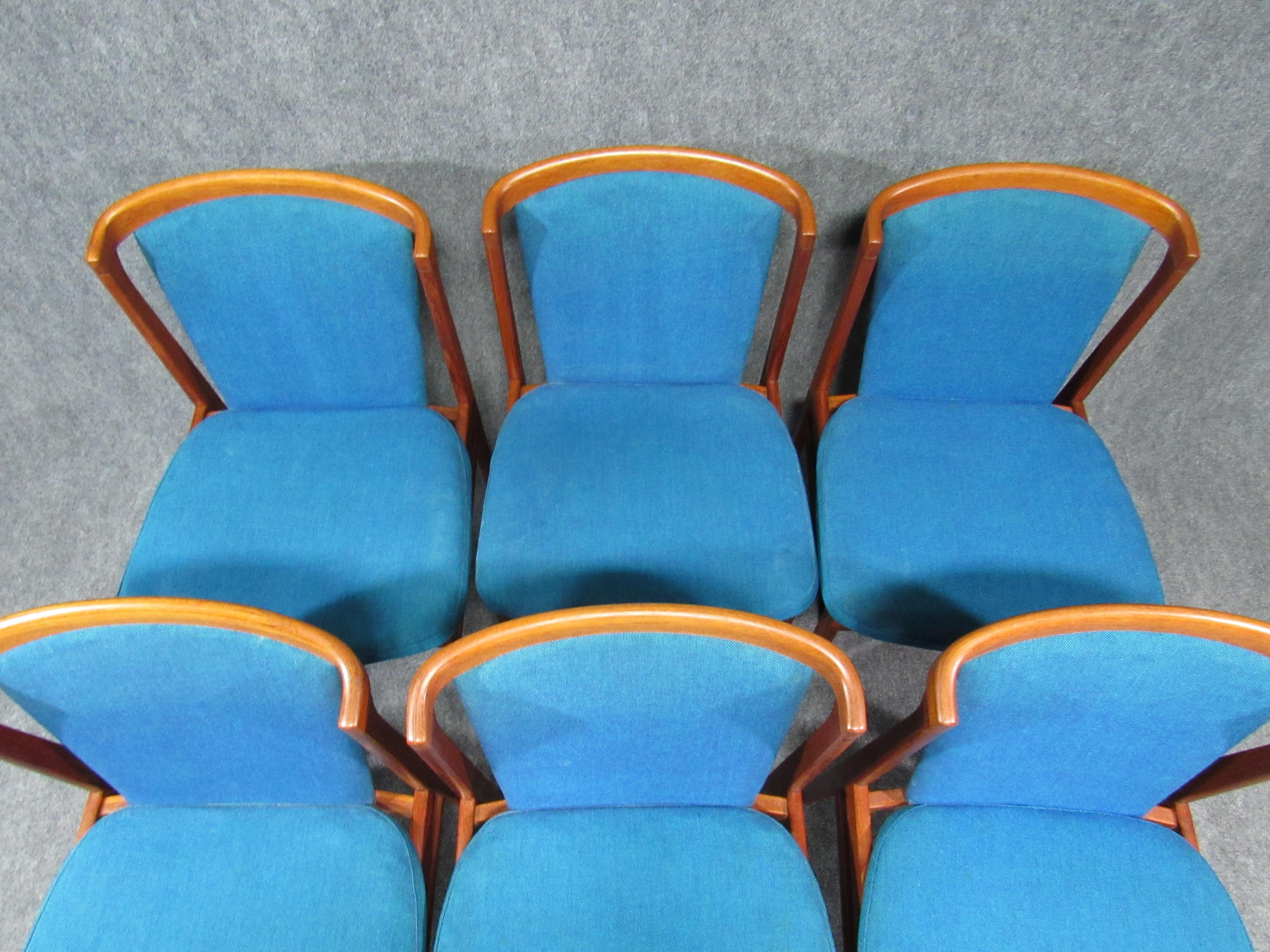 Set of Six '6' Rare Midcentury, Danish Modern Teak Dining Chairs by Erik Buck 10