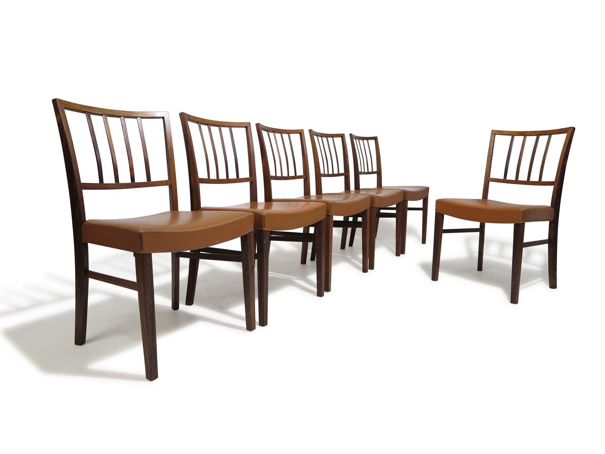 Set of Six (6) Rosewood Dining Chairs in the Manner of Jacob Kjær, c.1948 For Sale 6