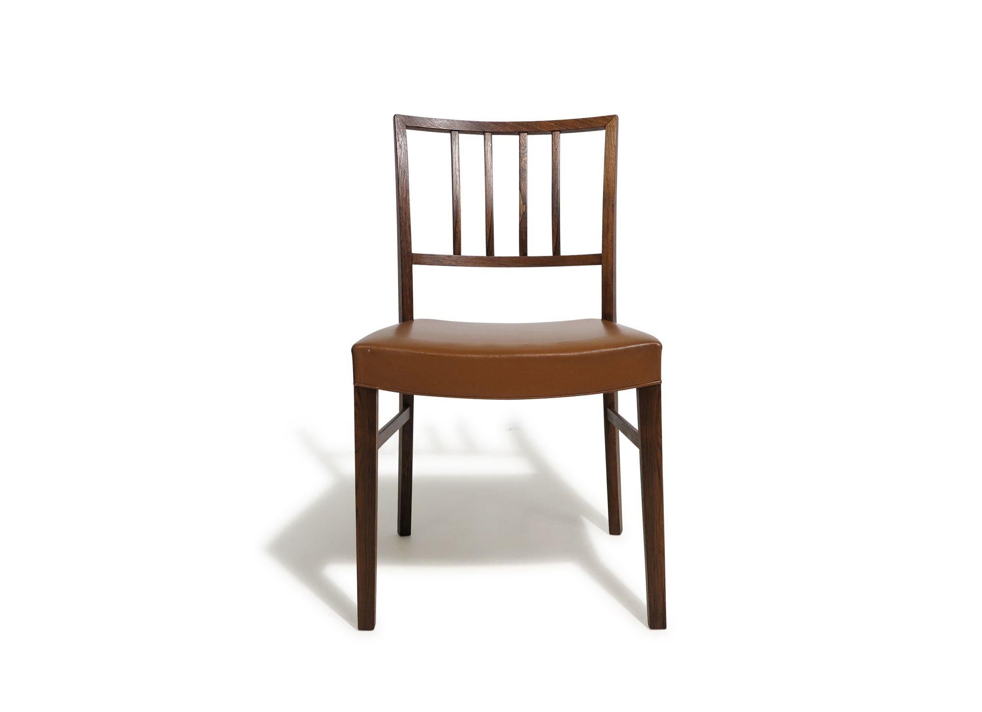 Oiled Set of Six (6) Rosewood Dining Chairs in the Manner of Jacob Kjær, c.1948 For Sale