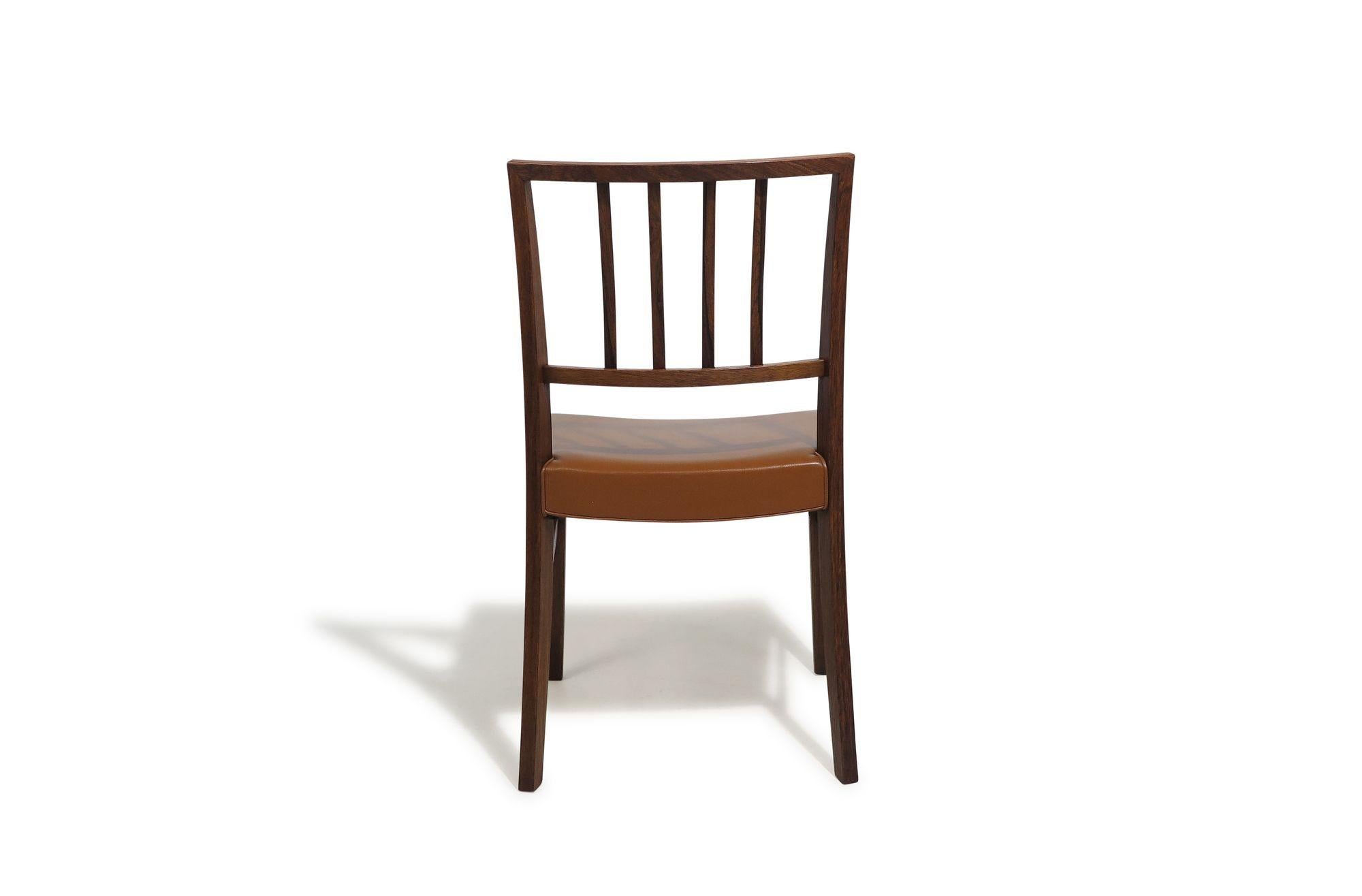 Leather Set of Six (6) Rosewood Dining Chairs in the Manner of Jacob Kjær, c.1948 For Sale