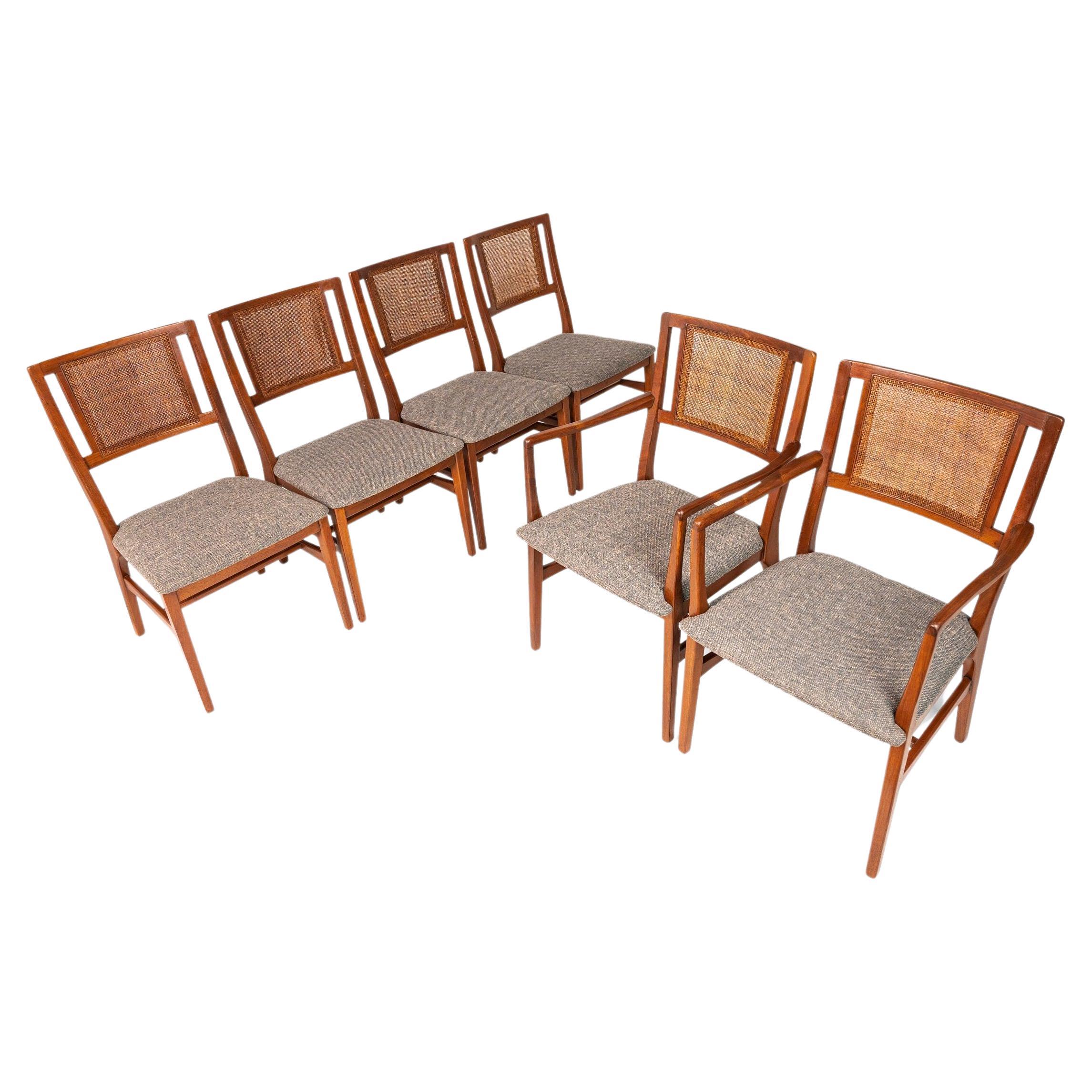 Set of Six French Painted Caned Back Chairs at 1stDibs