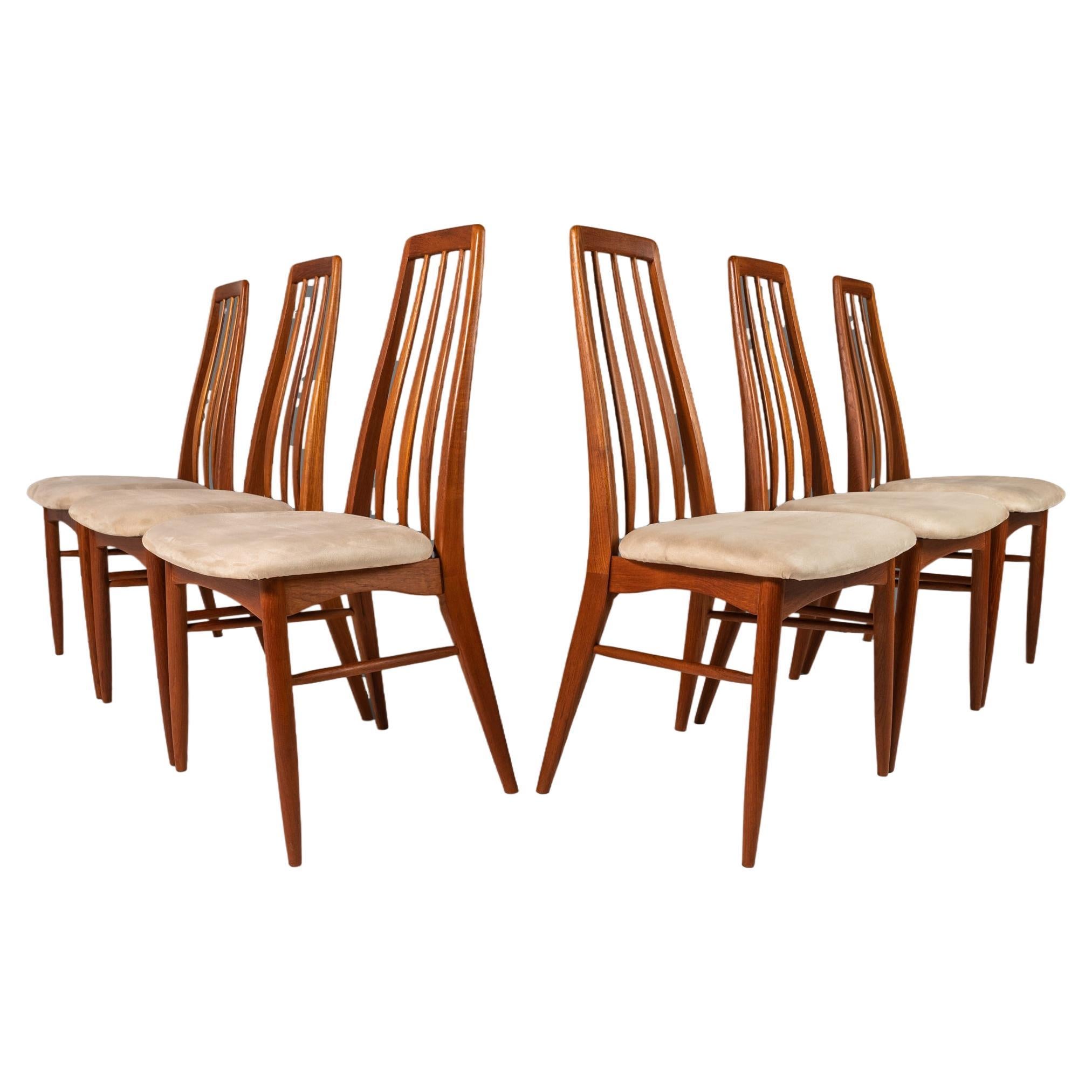 Set of Six (6) Teak Eva Dining Chairs by Niels Koefoed for Koefoeds Hornslet 60s For Sale