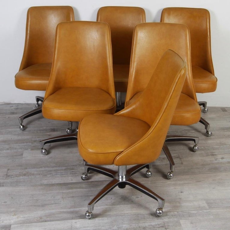 Set Of Six 60s Era Chromcraft Chairs On, Chromcraft Kitchen Chairs With Casters