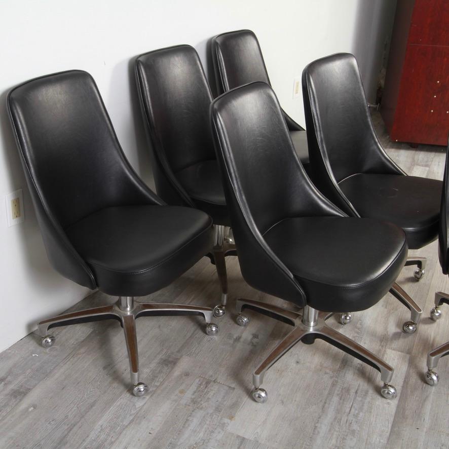 American Set Of Six 60s Era Chromcraft Chairs On Castors For Sale