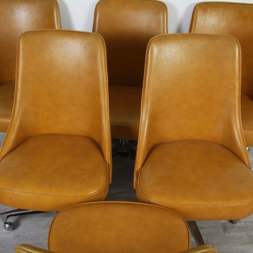 Polished Set of Six 60s Era Chromcraft Chairs on Castors