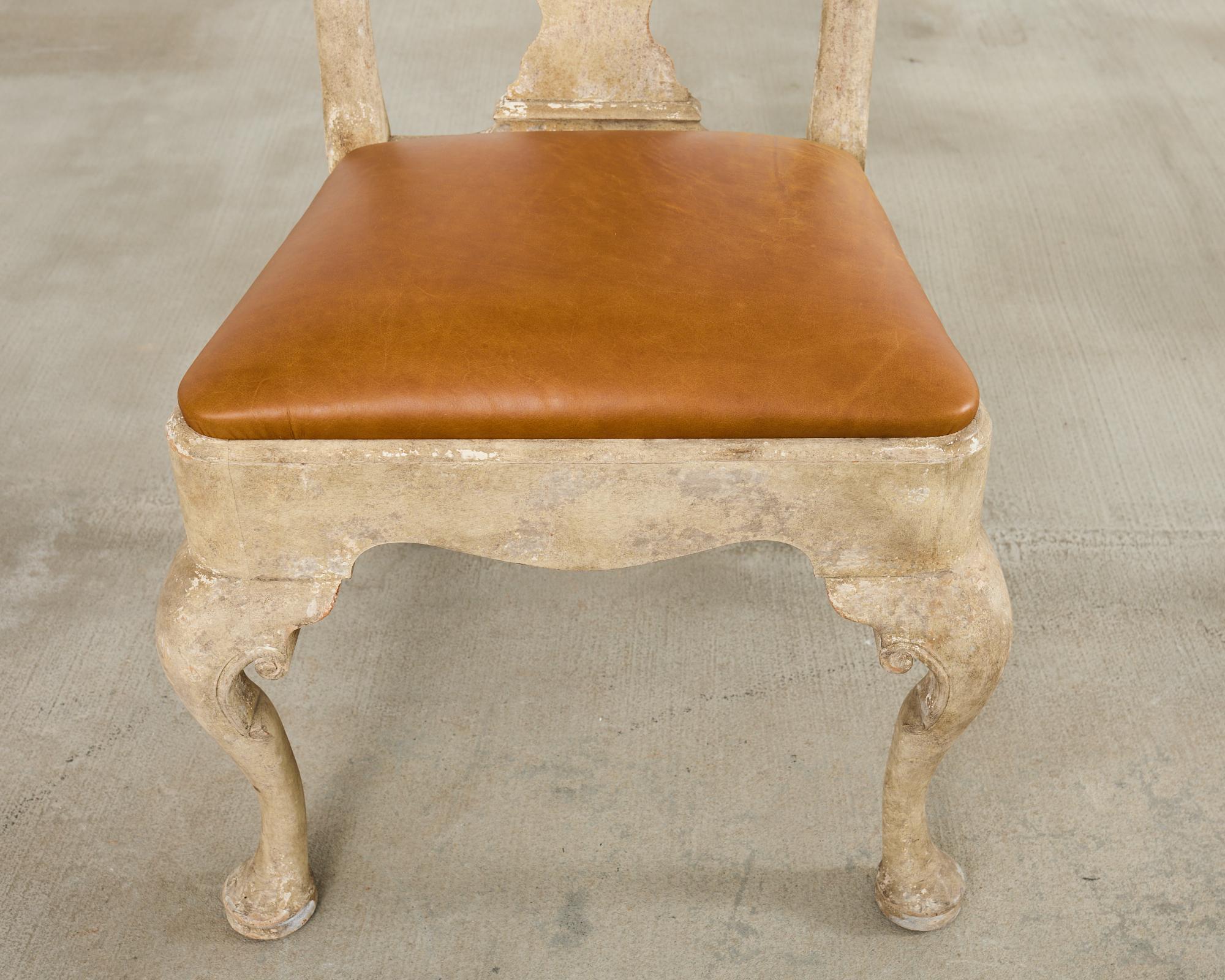 Set of Six A. Rudin Distressed Queen Anne Style Dining Chairs en venta 5