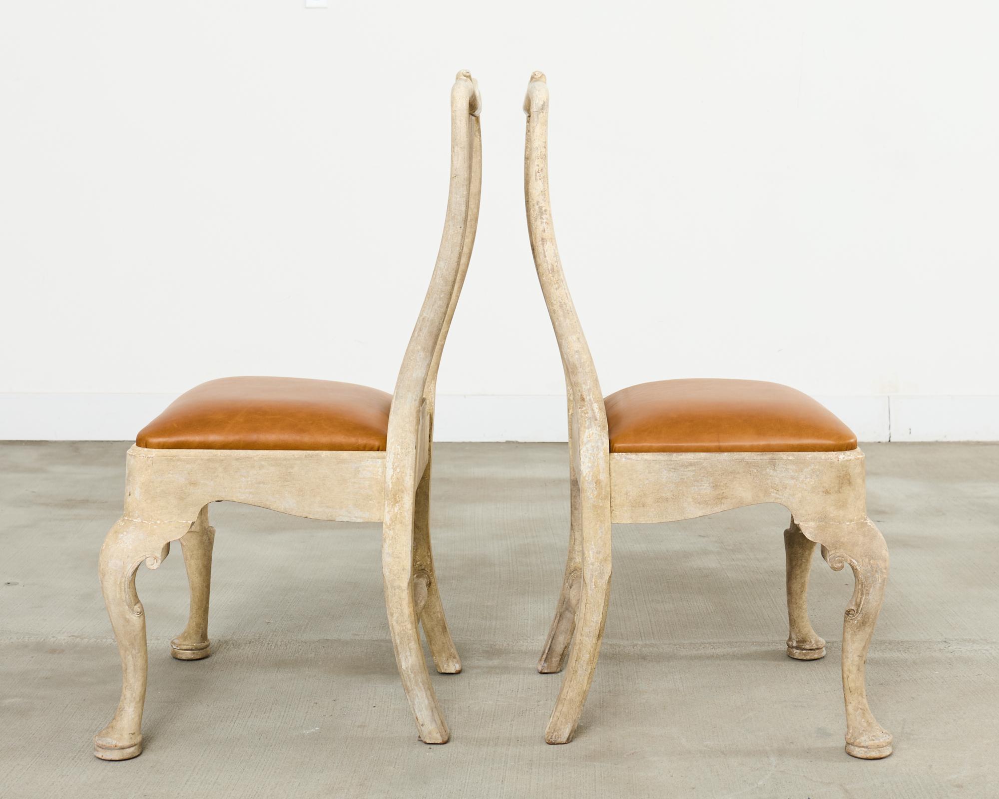 Set of Six A. Rudin Distressed Queen Anne Style Dining Chairs en venta 2