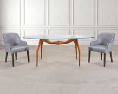 Set of Six A. Rudin No. 807 Walnut Bouclé Gondola Dining Chairs