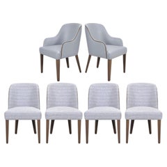 Set of Six A. Rudin No. 807 Walnut Bouclé Gondola Dining Chairs