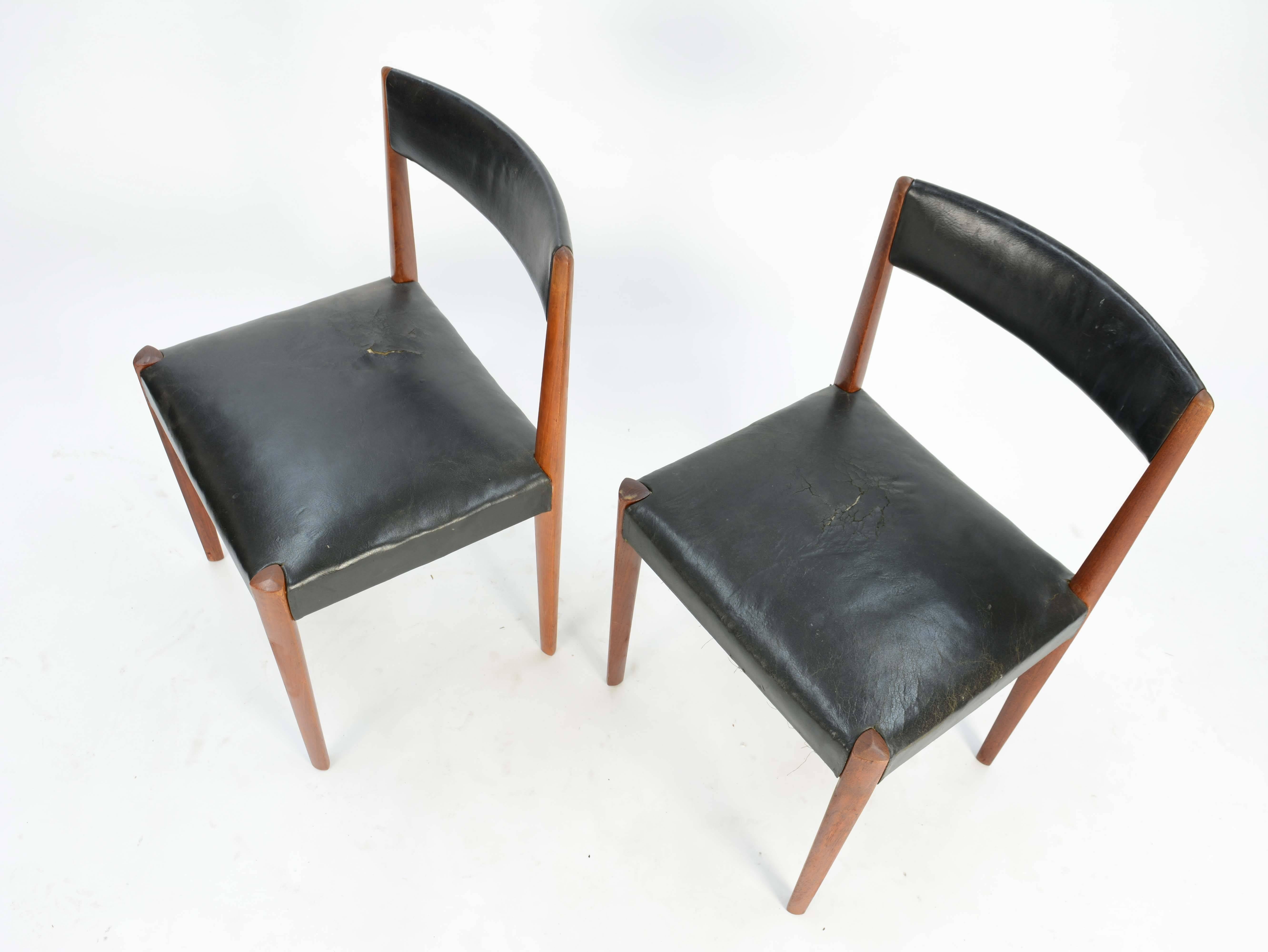 Set of Six Aage Schmidt Christensen for Fritz Hansen Dining Chairs In Good Condition For Sale In Portland, OR