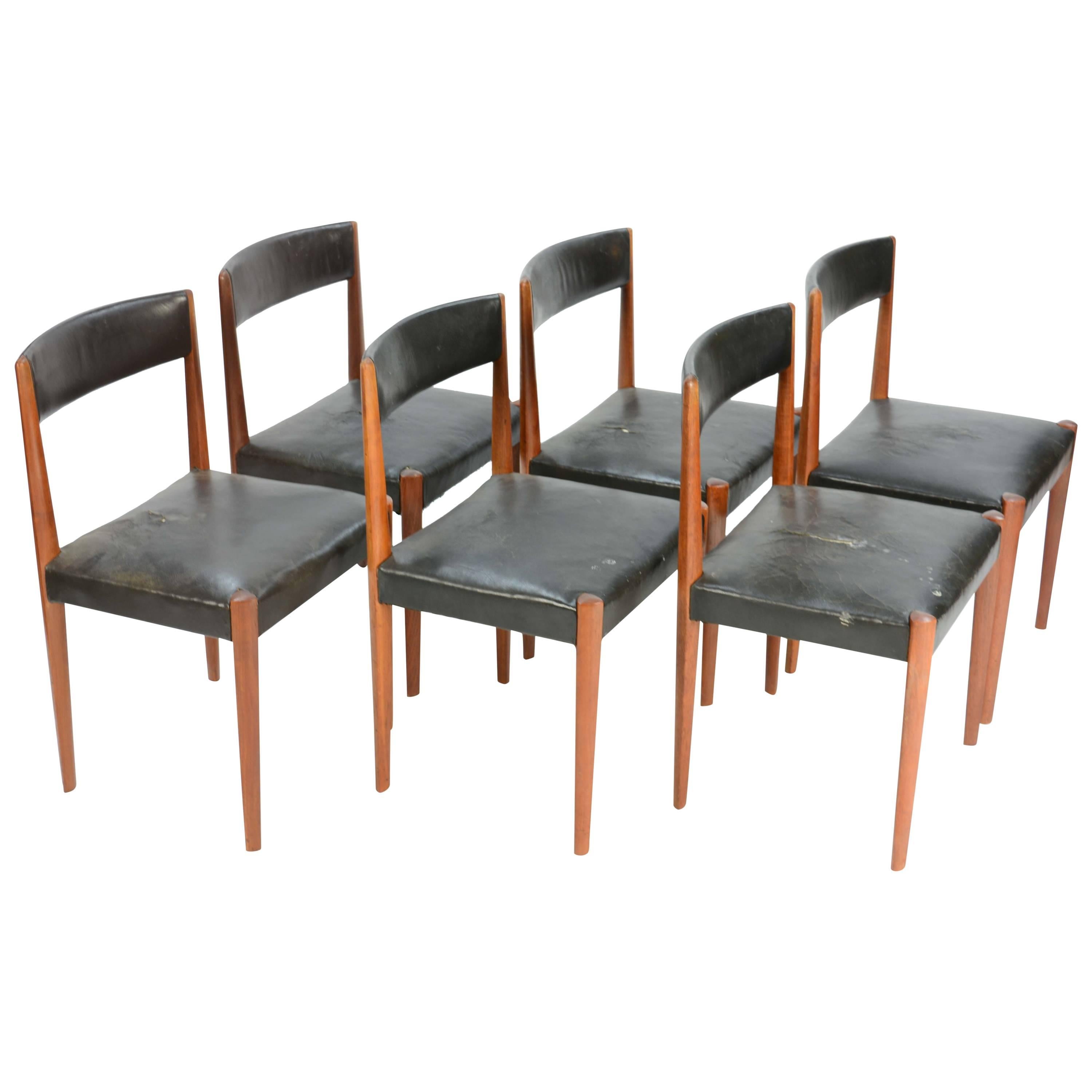 Set of Six Aage Schmidt Christensen for Fritz Hansen Dining Chairs For Sale