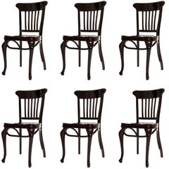Set of Six Adolf Loos Chairs Cafe Capua Vienna, Austria, Thonet, 1913