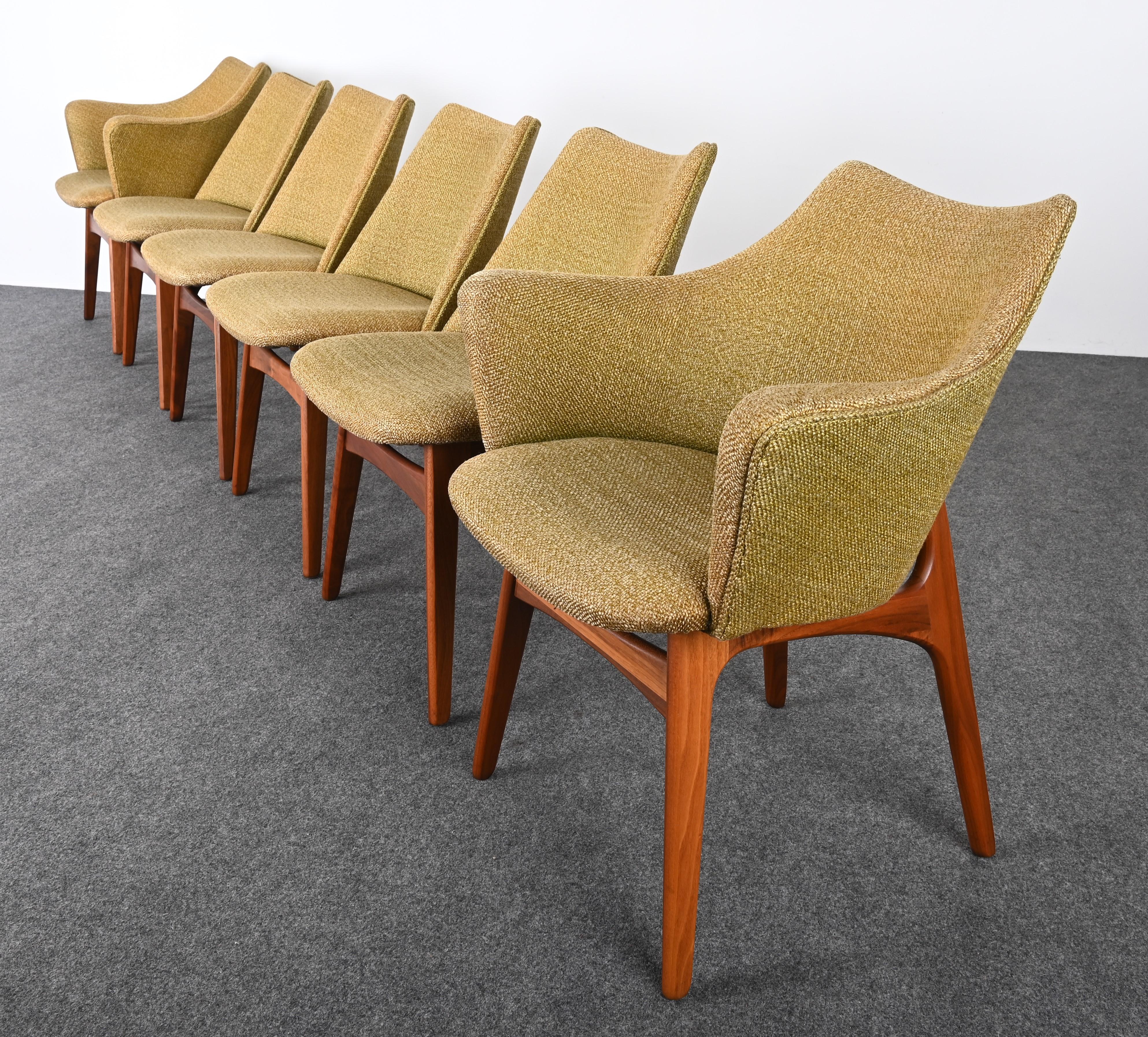 Mid-Century Modern Set of Six Adrian Pearsall Dining Chairs Model 2418-C and 2416-C, 1960s