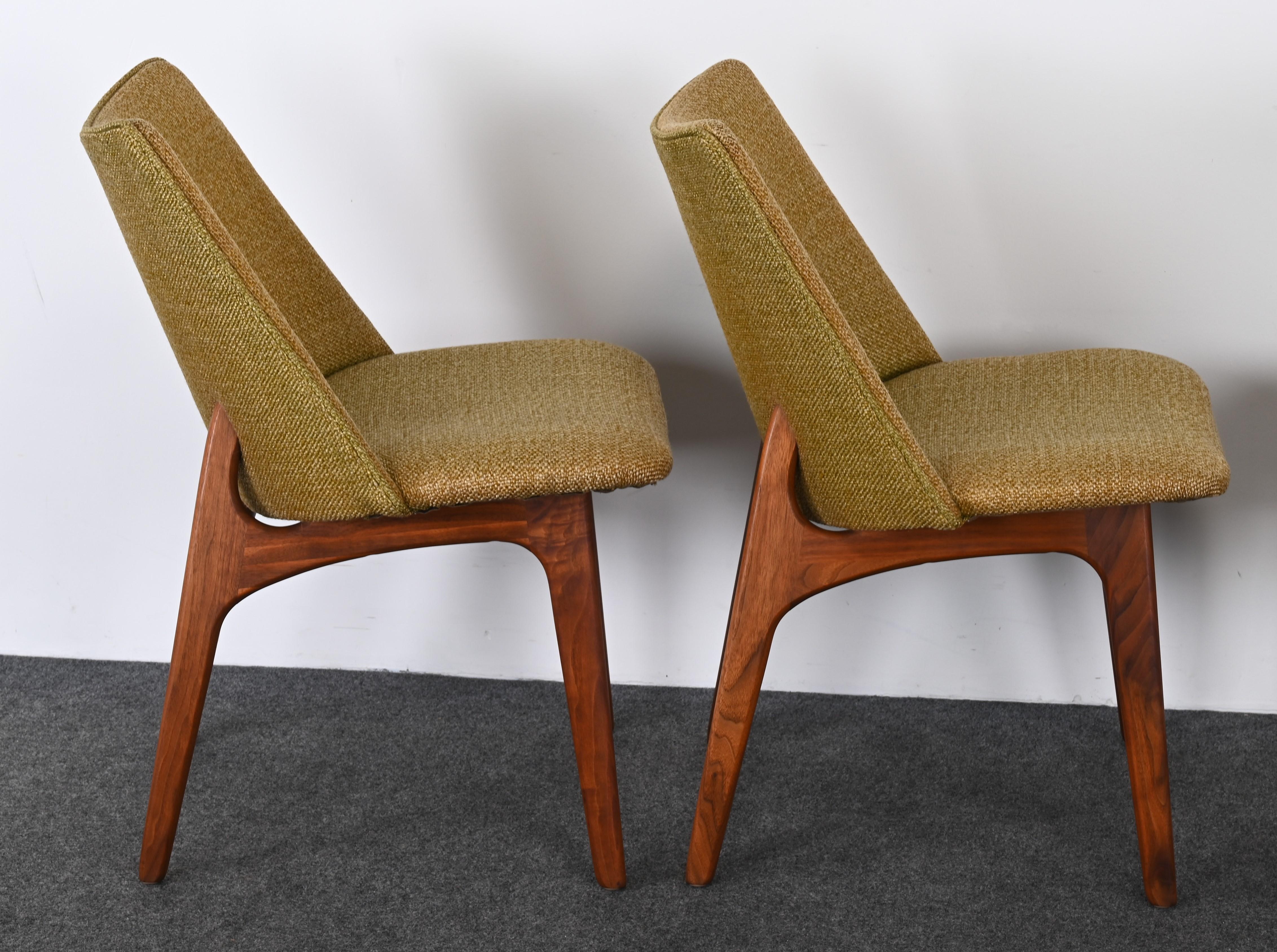 Upholstery Set of Six Adrian Pearsall Dining Chairs Model 2418-C and 2416-C, 1960s