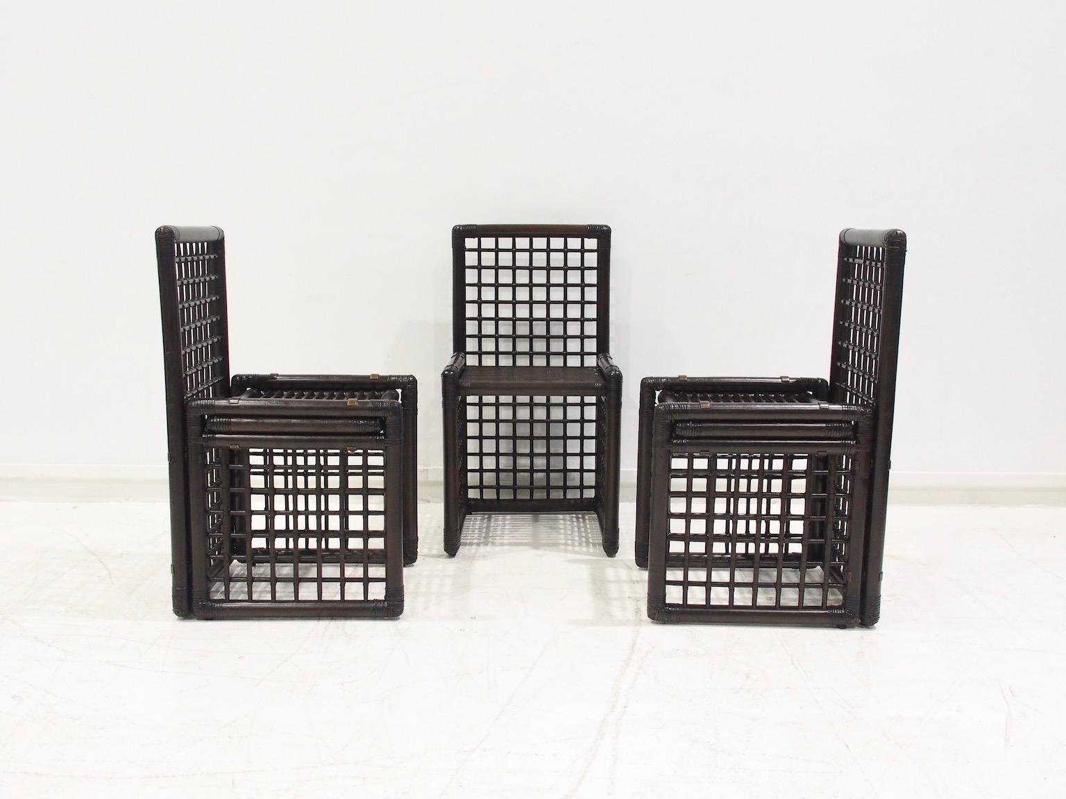 Set di sei sedie in bambù e rattan Afra & Tobia Scarpa in vendita 6