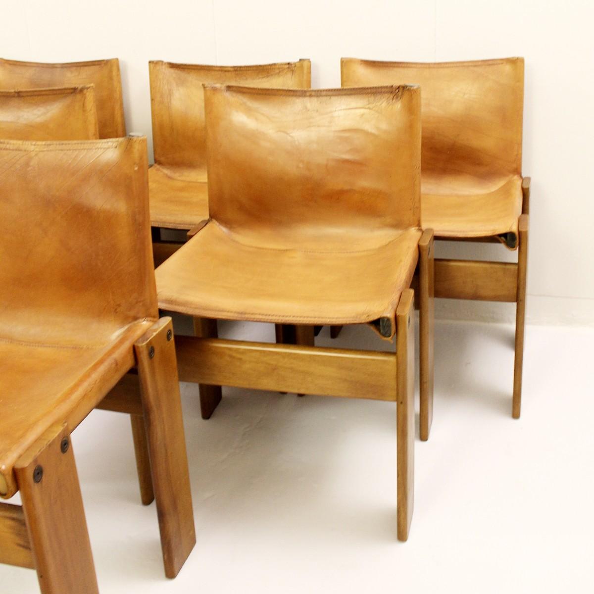 Set of six Afra & Tobia Scarpa 'Monk' chairs Molteni, Italy, 1974.