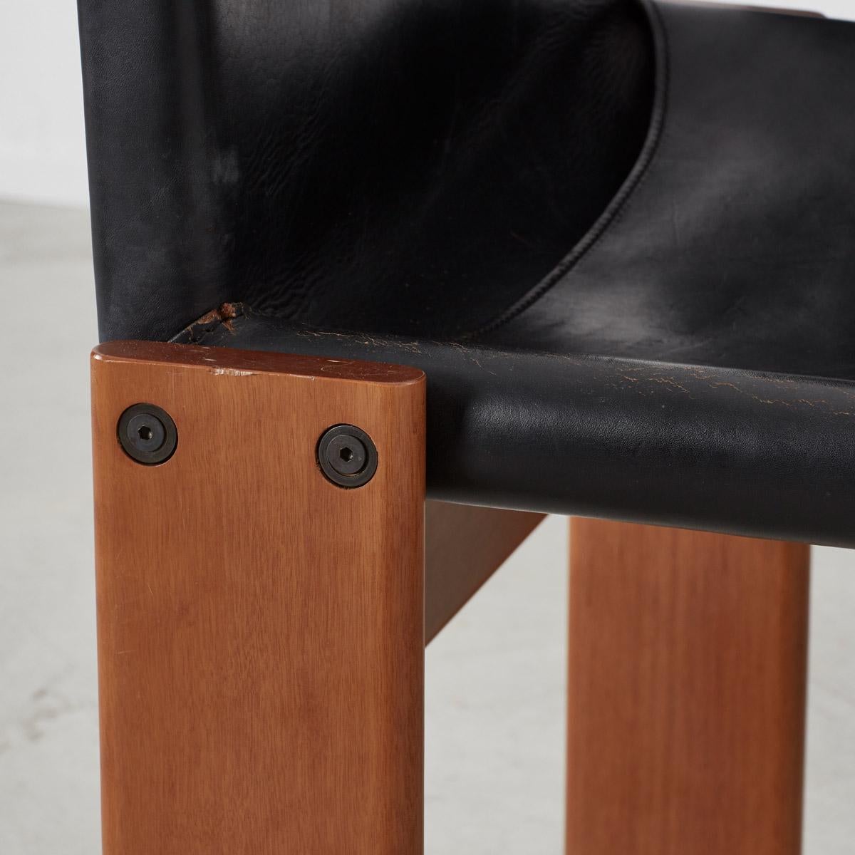 Set of Six Afra & Tobia Scarpa Monk Black Chairs for Molteni, Italy 1974 For Sale 4