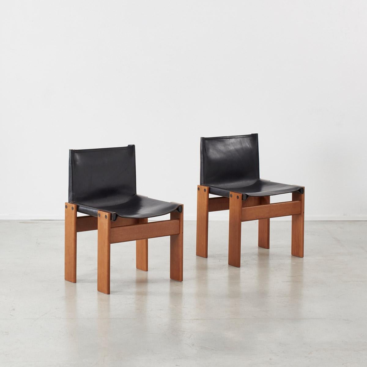 Modern Set of Six Afra & Tobia Scarpa Monk Black Chairs for Molteni, Italy 1974 For Sale