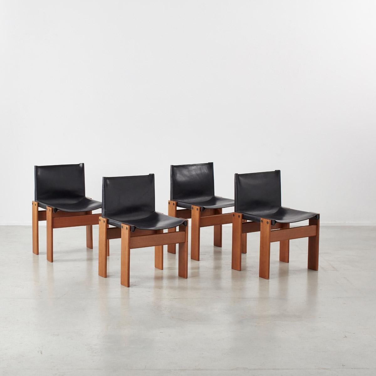 Italian Set of Six Afra & Tobia Scarpa Monk Black Chairs for Molteni, Italy 1974 For Sale